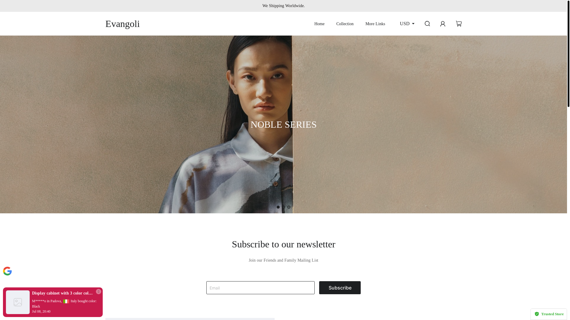 website screenshot of https://www.evangoli.shop/