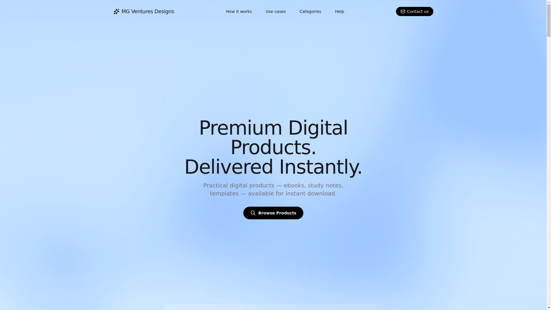 website screenshot of https://mgventuresdesign.com/