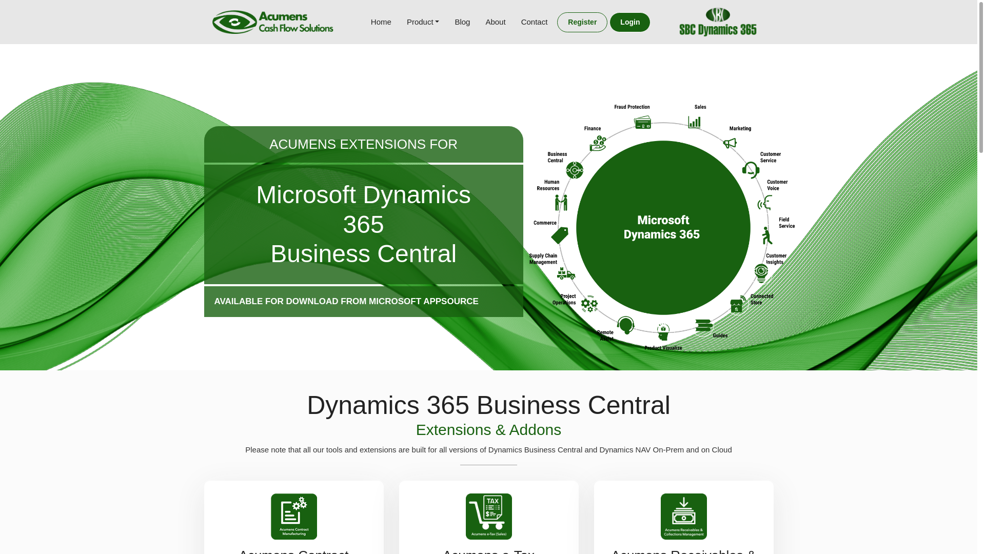 website screenshot of https://acumensd365.com/