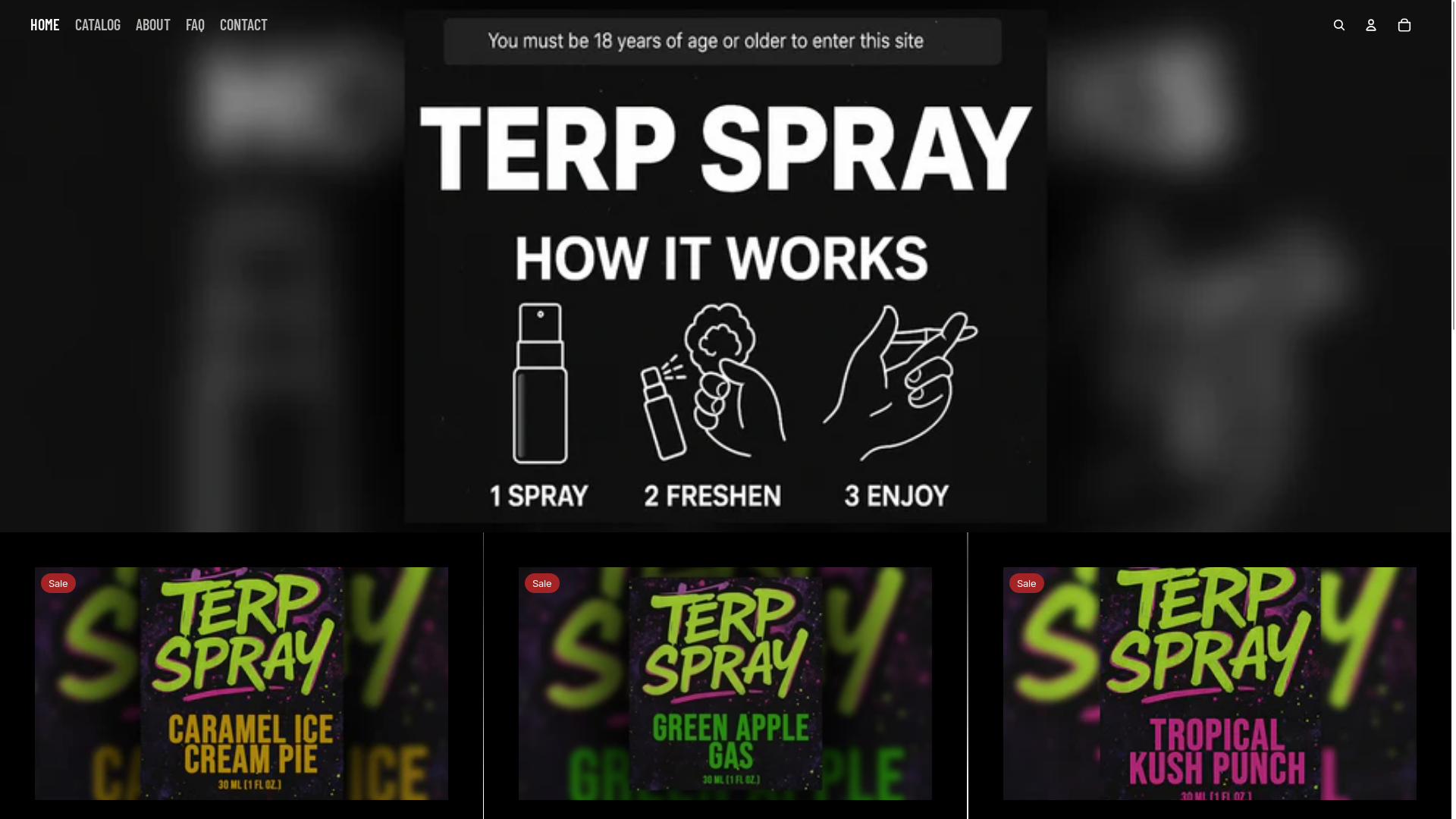 website screenshot of https://terpspray.shop/
