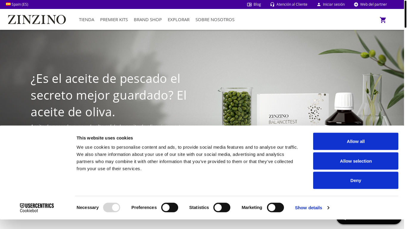 website screenshot of https://www.zinzino.com/