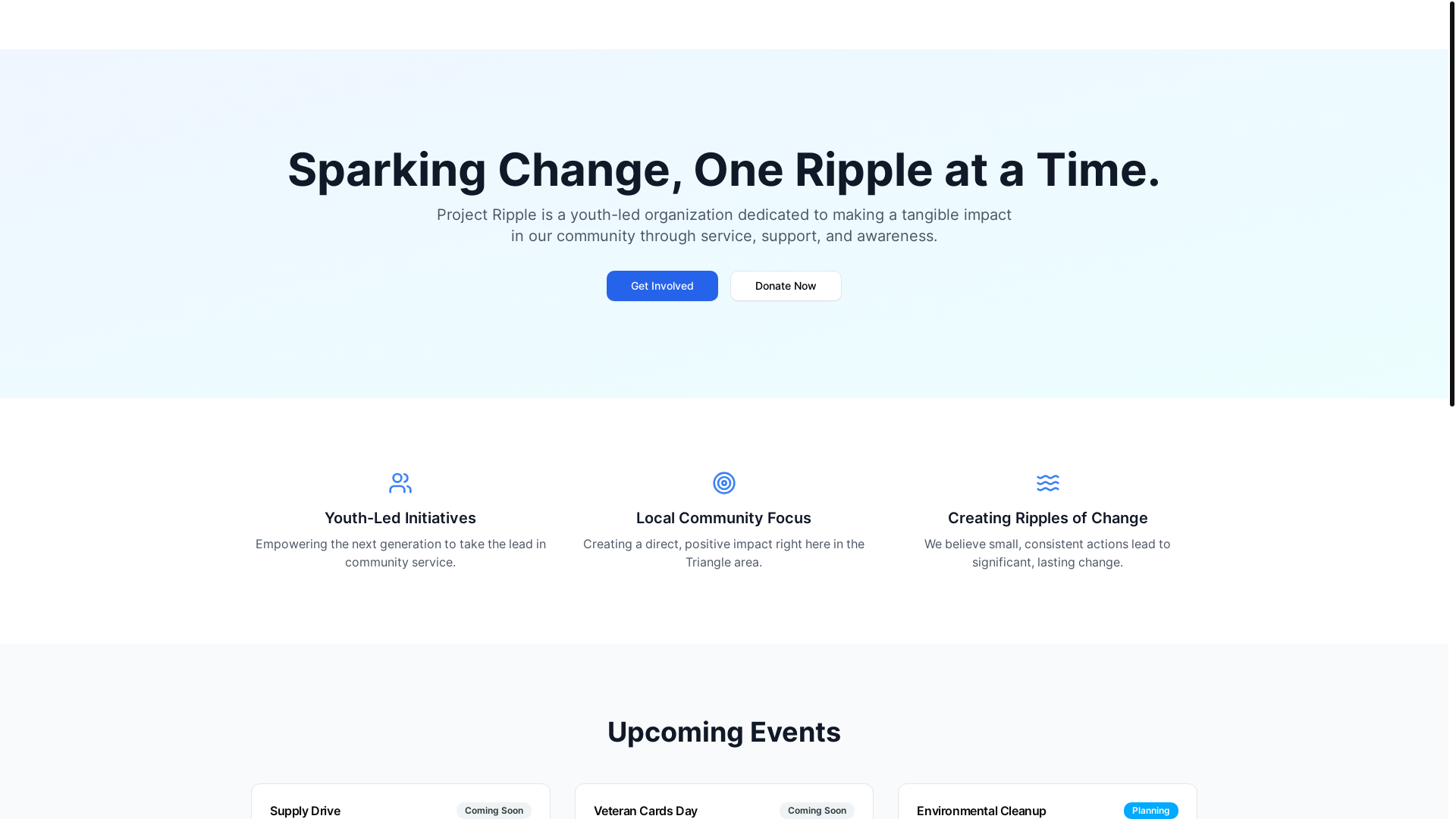 website screenshot of https://project-ripple.org/