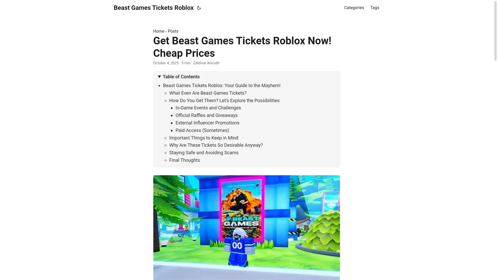 website screenshot of https://beast-games-tickets-roblox.pages.dev/