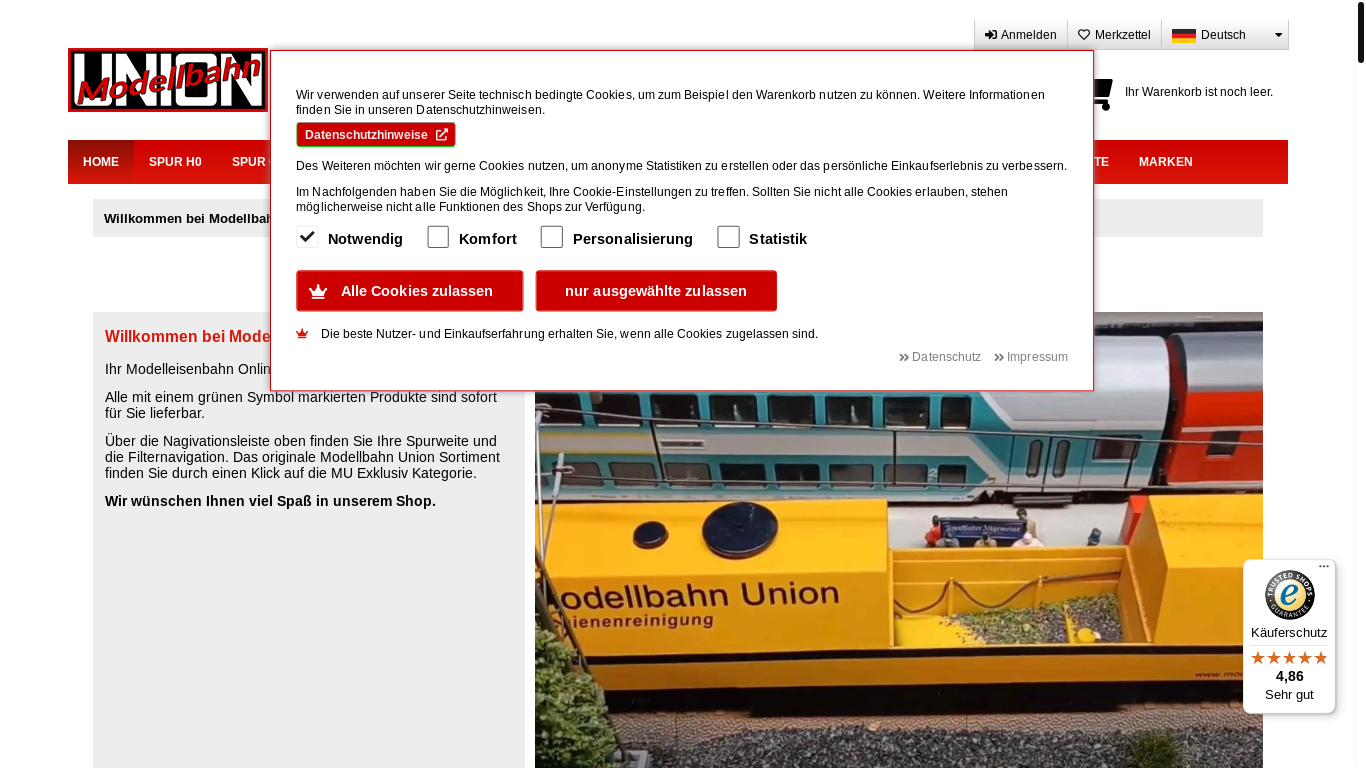 website screenshot of https://www.modellbahnunion.com/