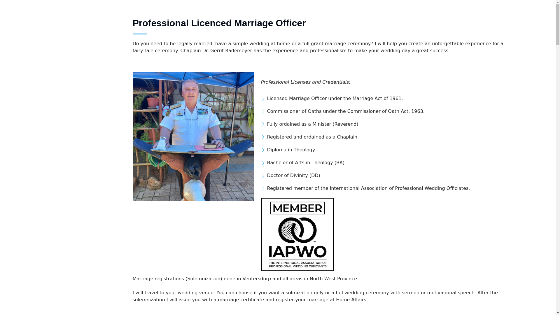 website screenshot of https://marriageofficerinventersdorp.co.za/