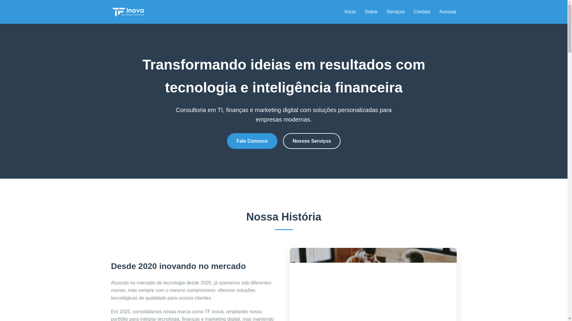 website screenshot of https://tfinova.com.br/