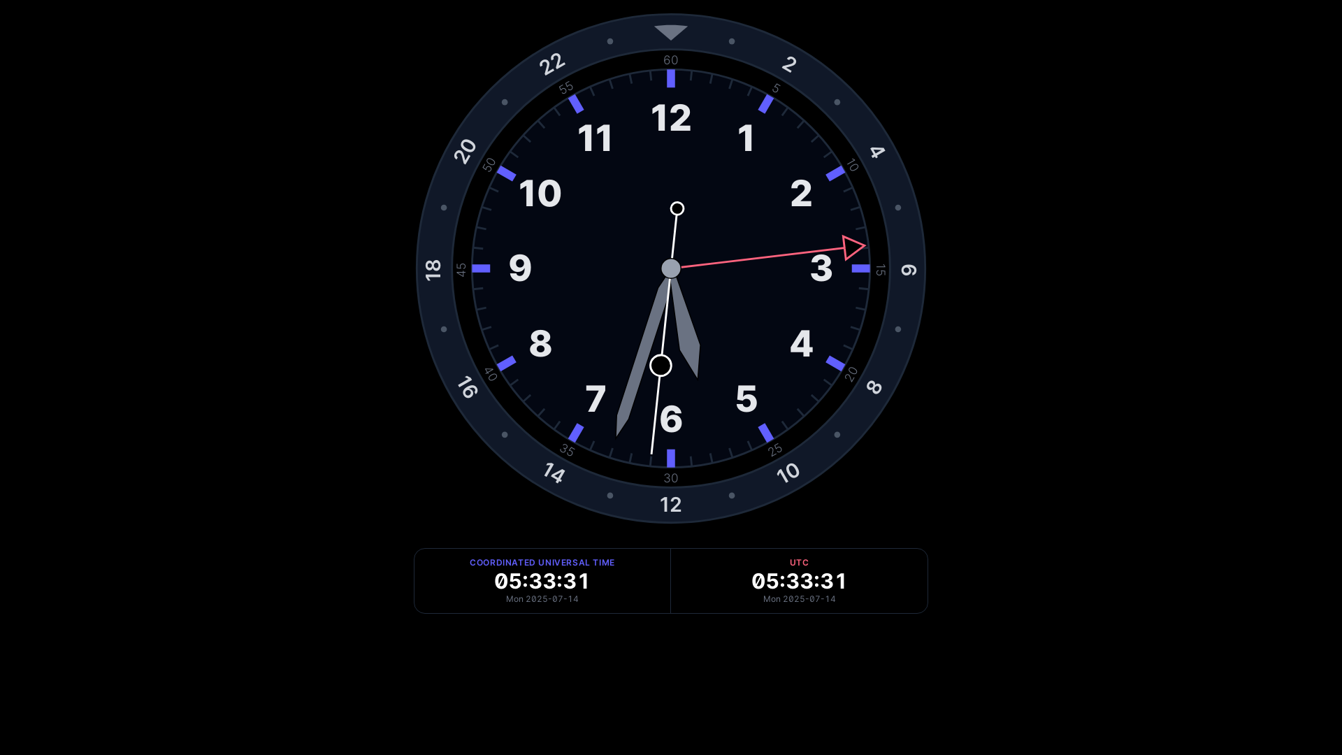 website screenshot of https://utcclock.app/
