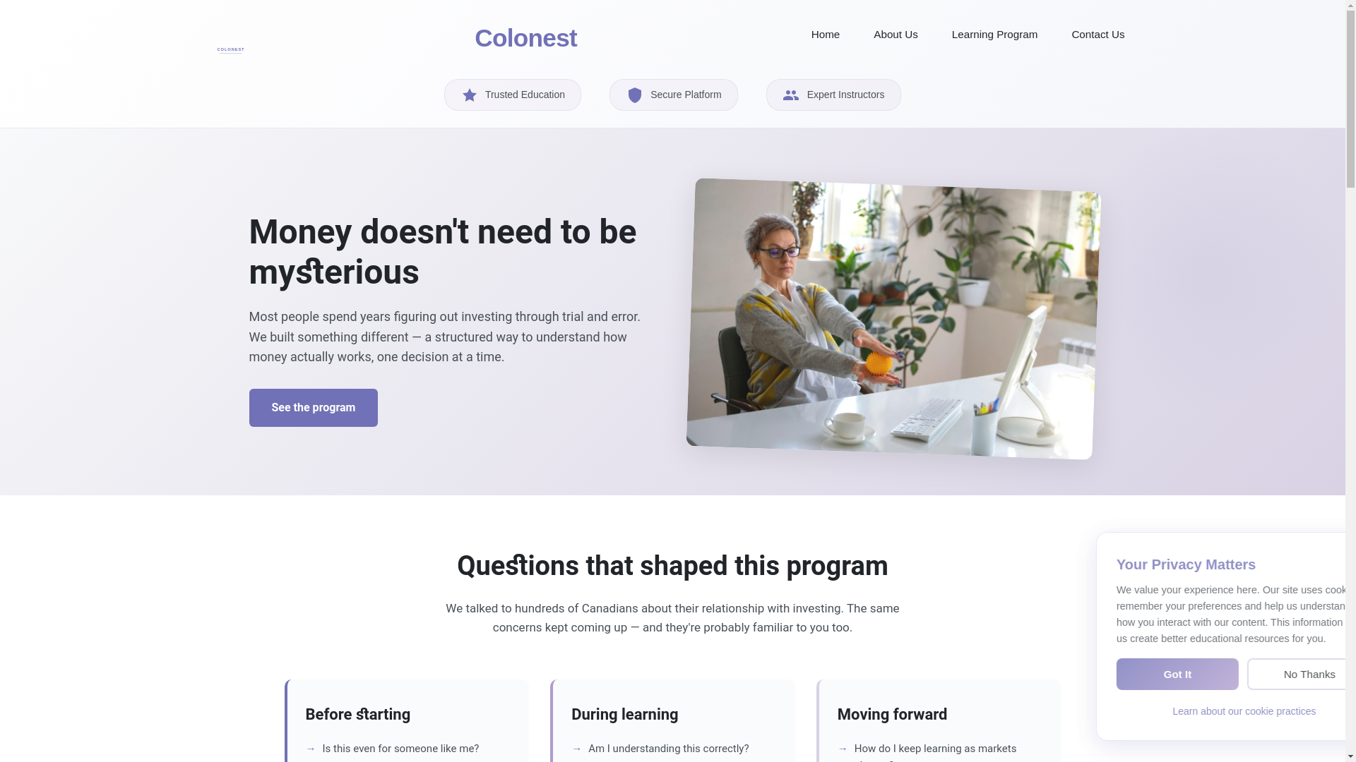 website screenshot of https://colonest.vip/