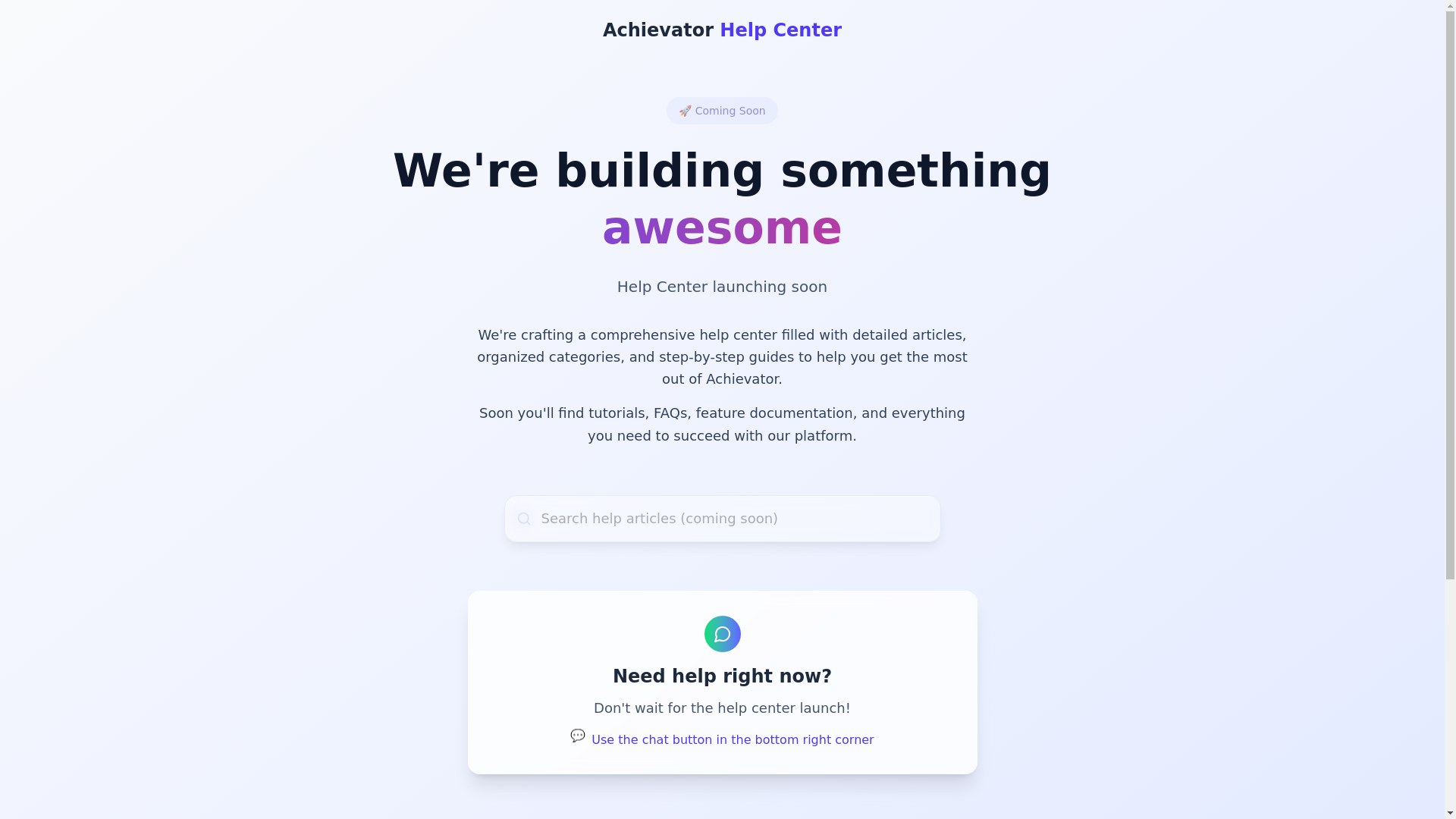 website screenshot of https://achievator-help-center.pages.dev/