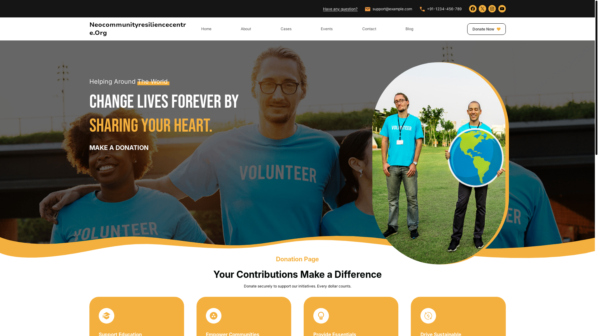 website screenshot of https://neocommunityresiliencecentre.org/