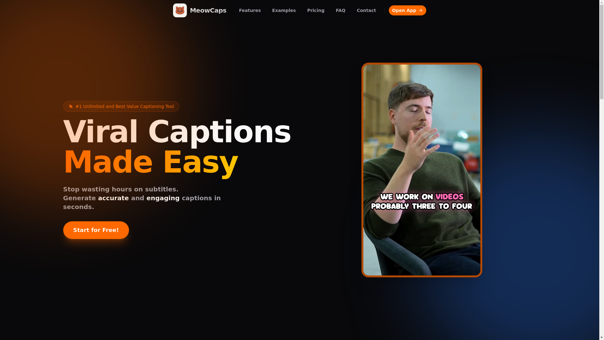 website screenshot of https://meowcaps.com