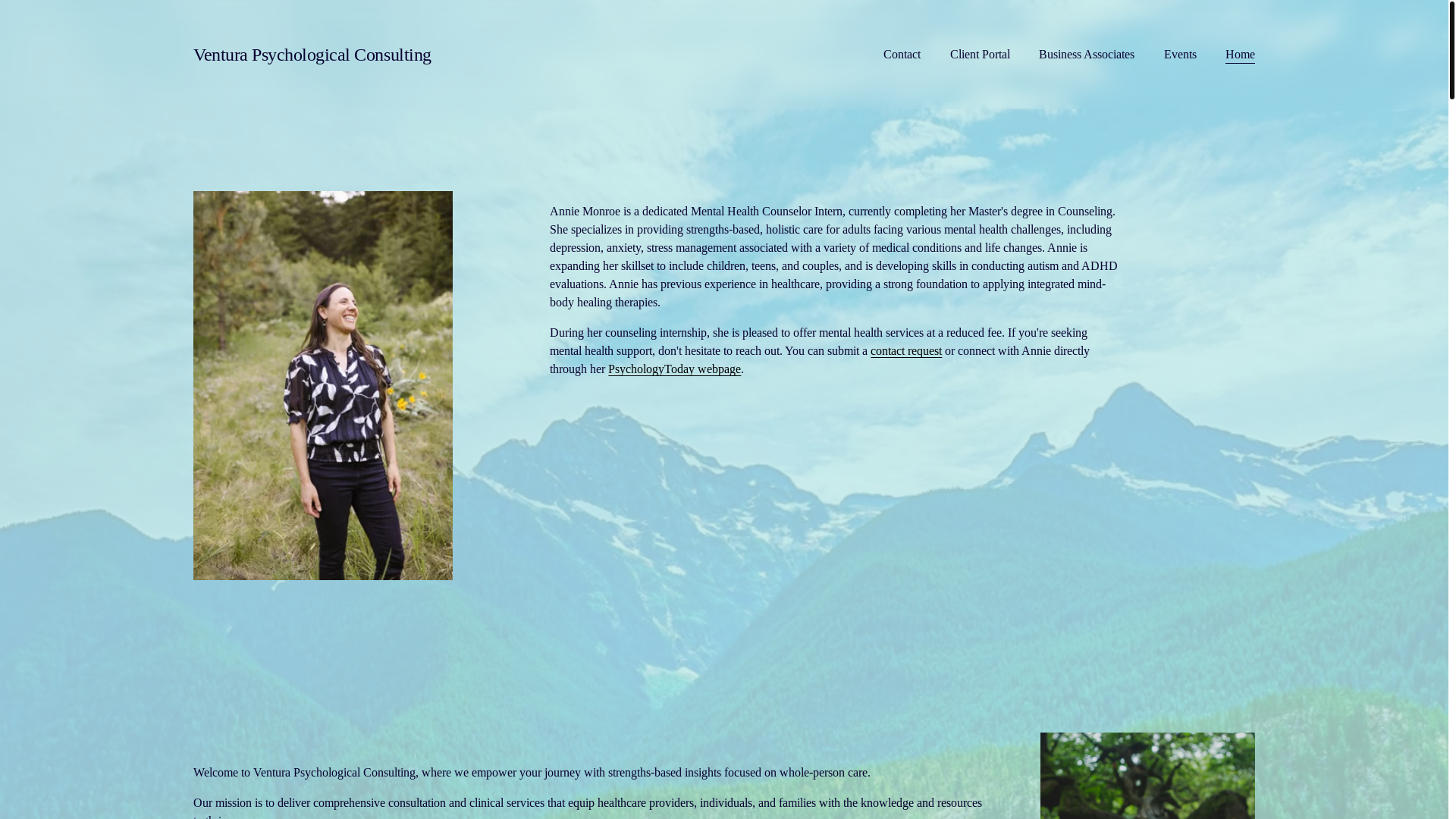 website screenshot of https://venturapsych.org/