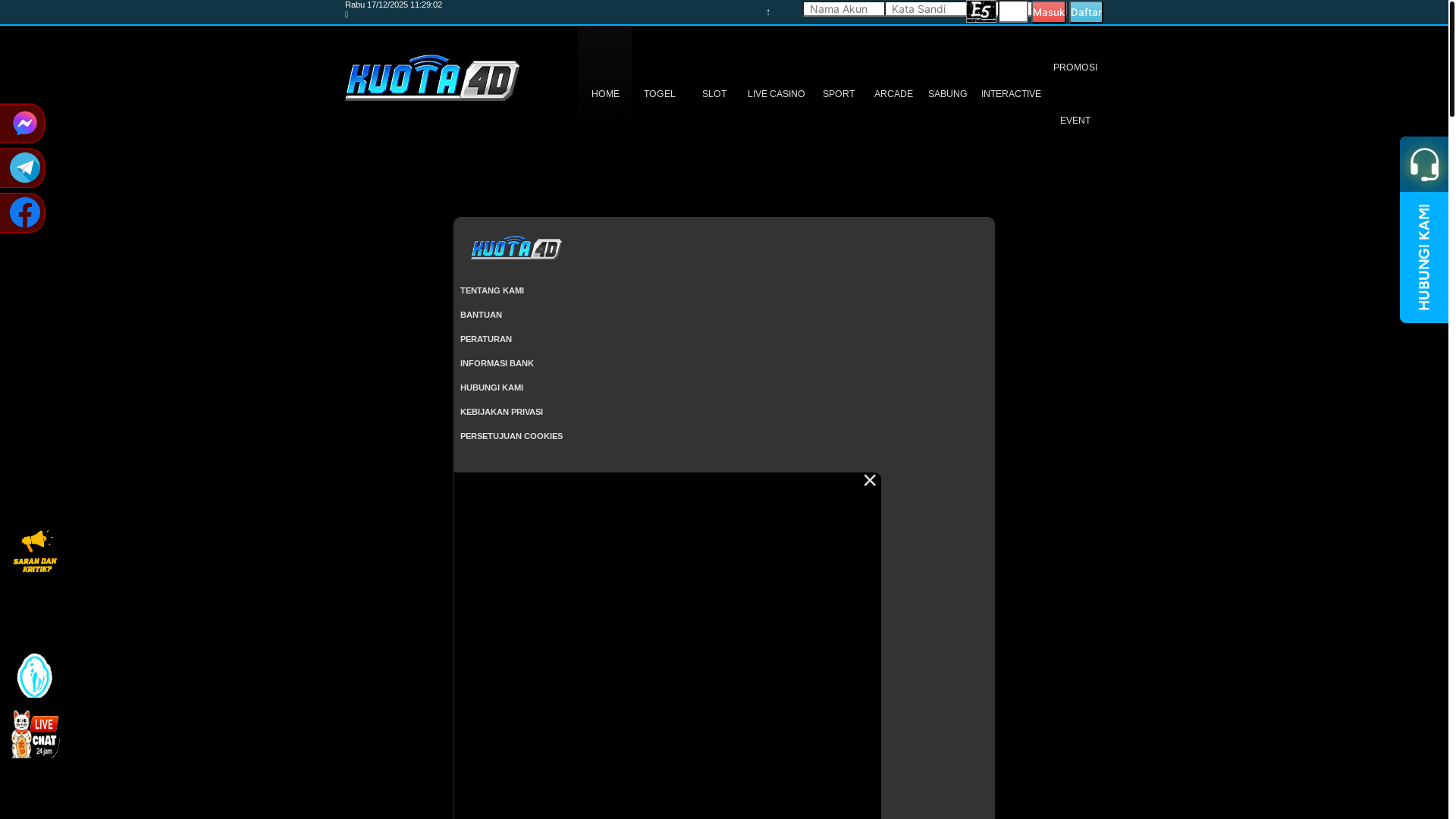 website screenshot of https://kuota4dhull.com/