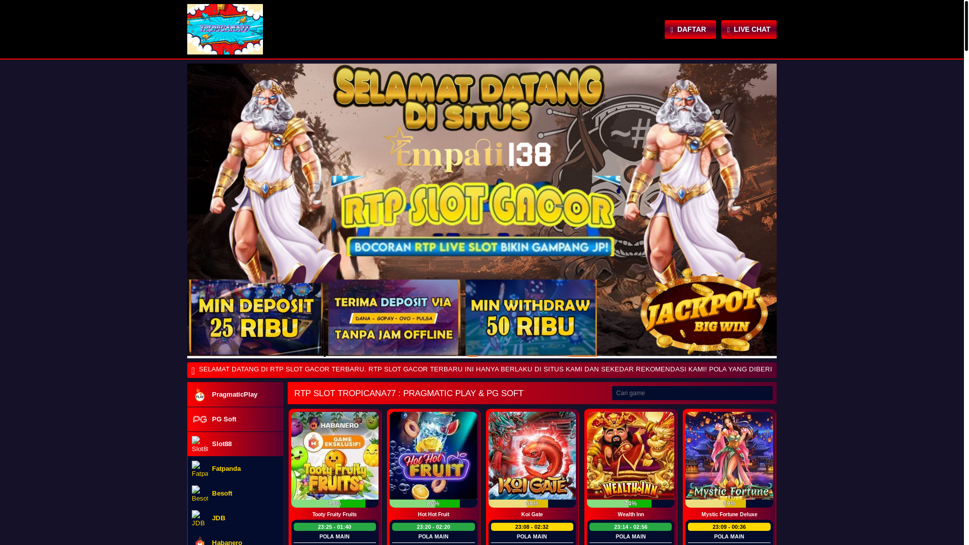 website screenshot of https://rtp-livetropicana77.pages.dev/