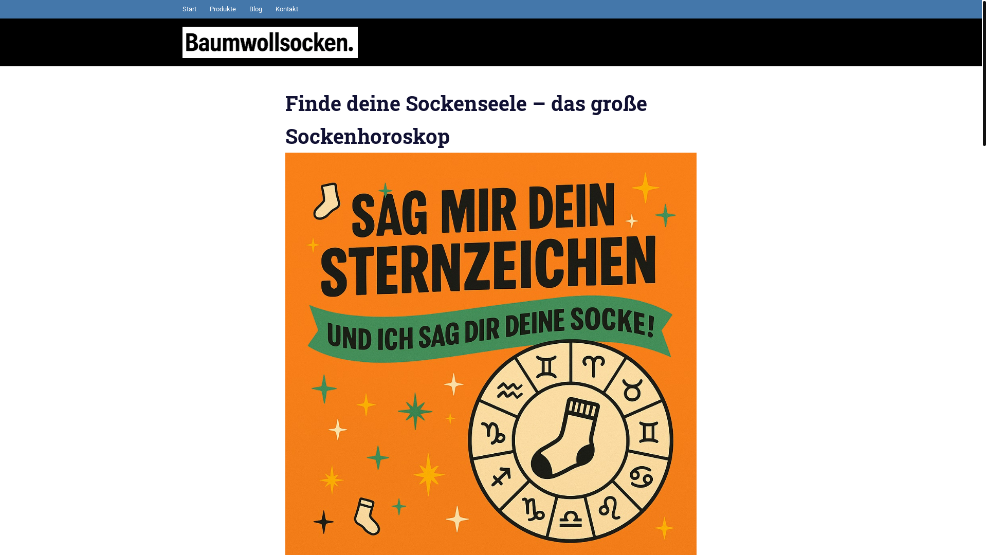 website screenshot of https://sockenhoroskop.de/