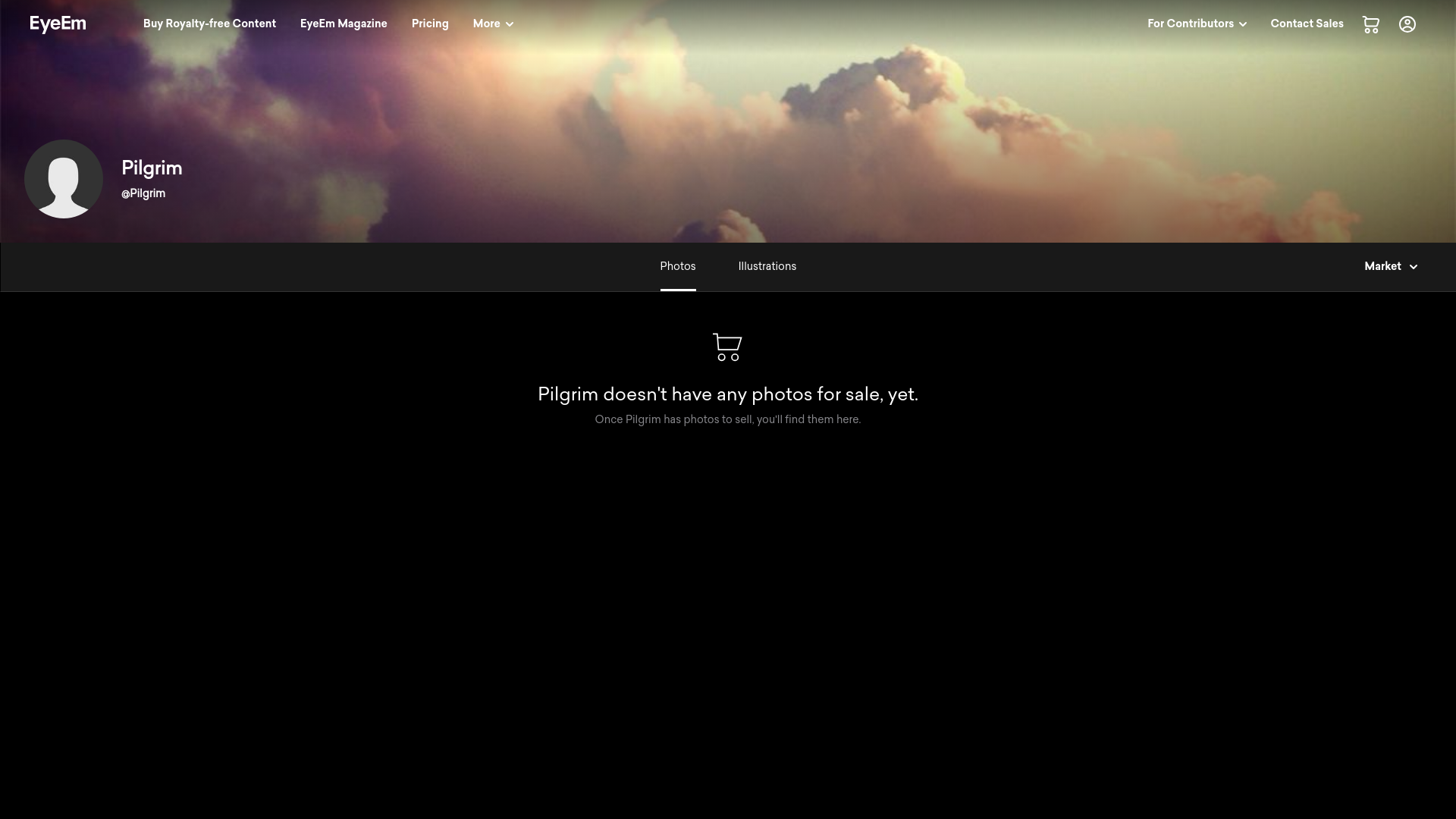 website screenshot of https://www.eyeem.com/u/pilgrim