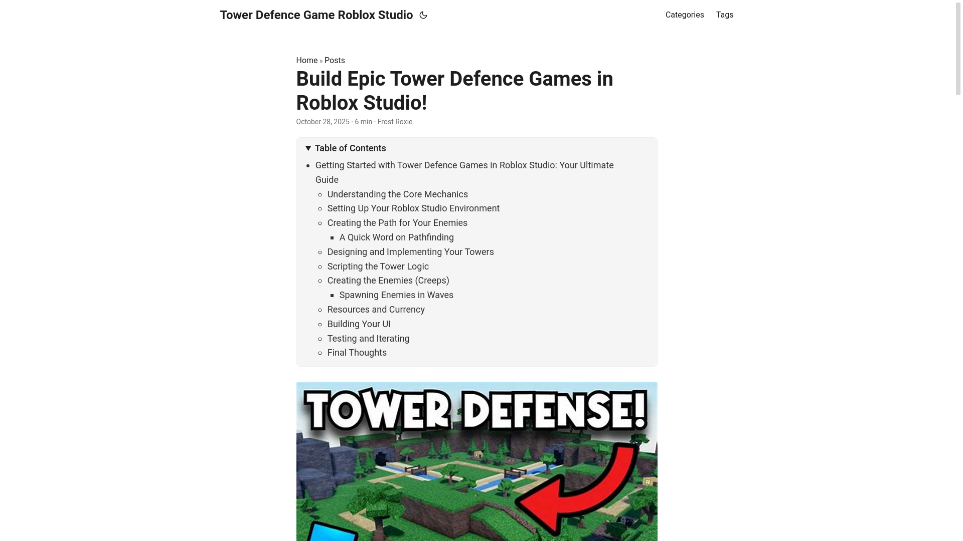 website screenshot of https://tower-defence-game-roblox-studio.pages.dev/