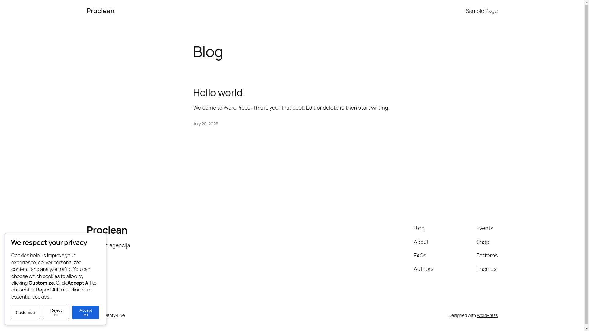 website screenshot of https://proclean-agencija.hr/