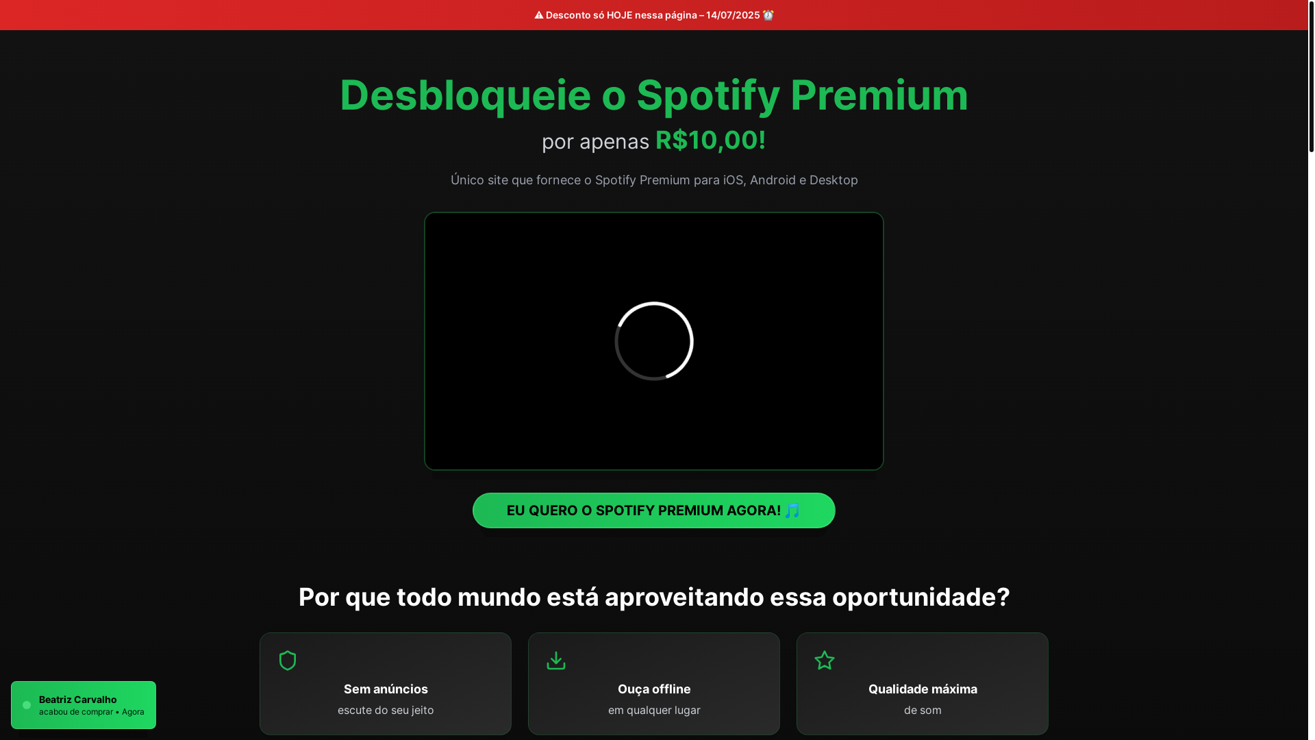 website screenshot of https://spotifypremiumvitalicio.site/