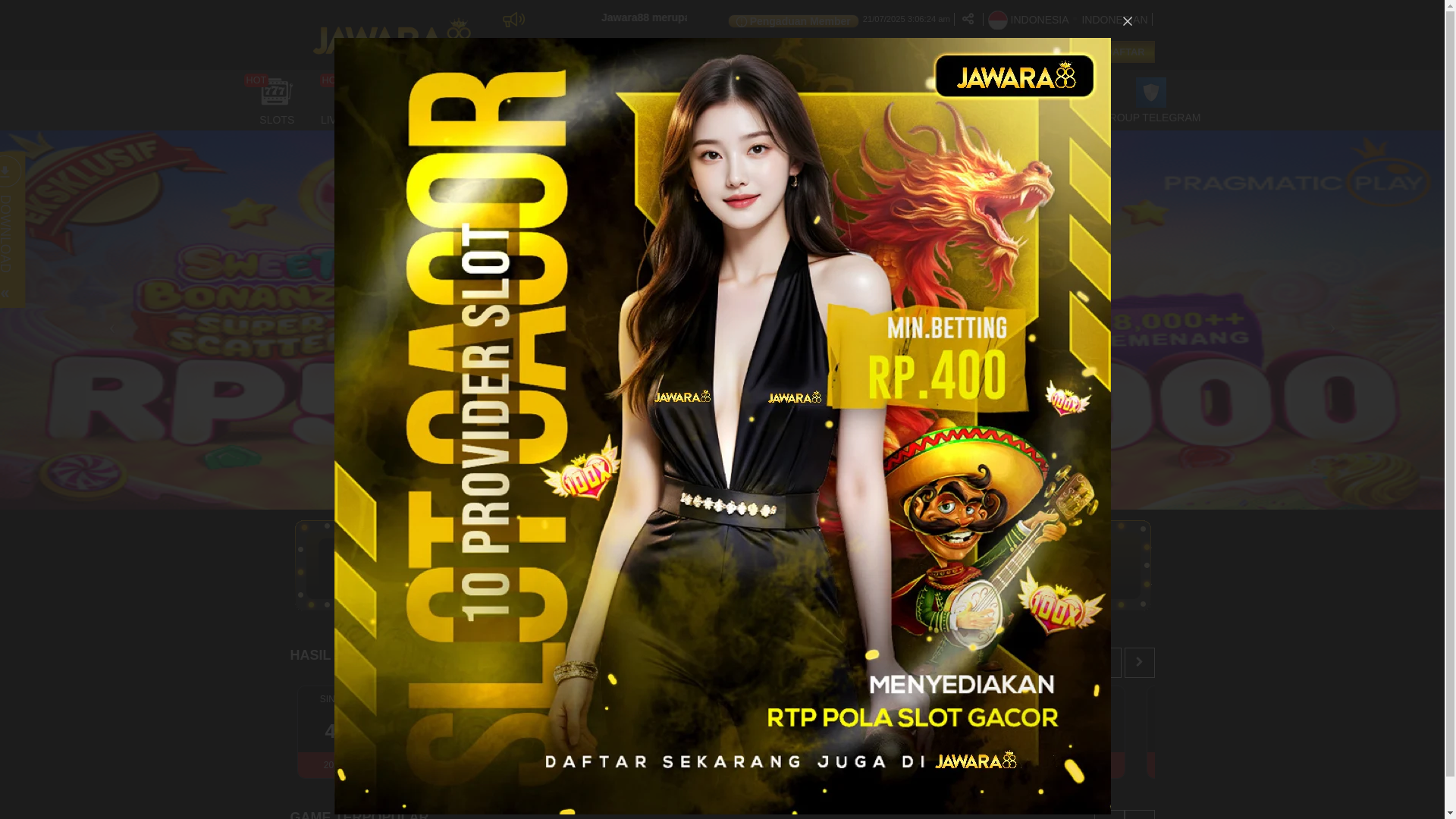 website screenshot of https://jawara88masuk.pages.dev/