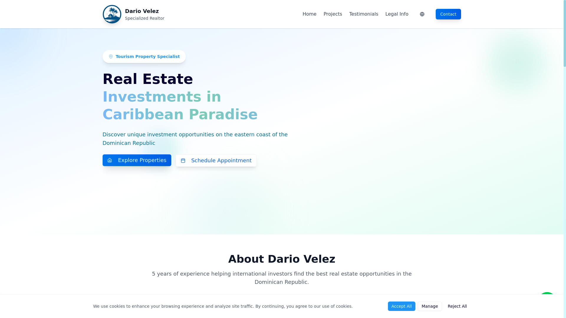 website screenshot of https://dariovelezrealtor.com/