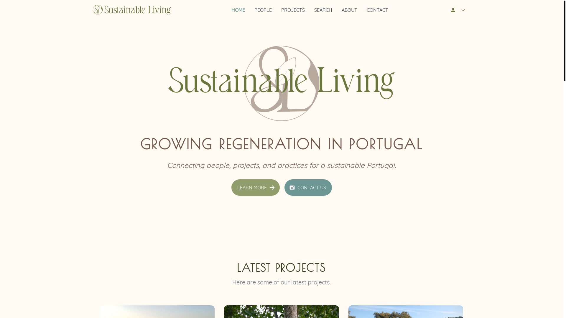 website screenshot of https://sustainableliving.pt/