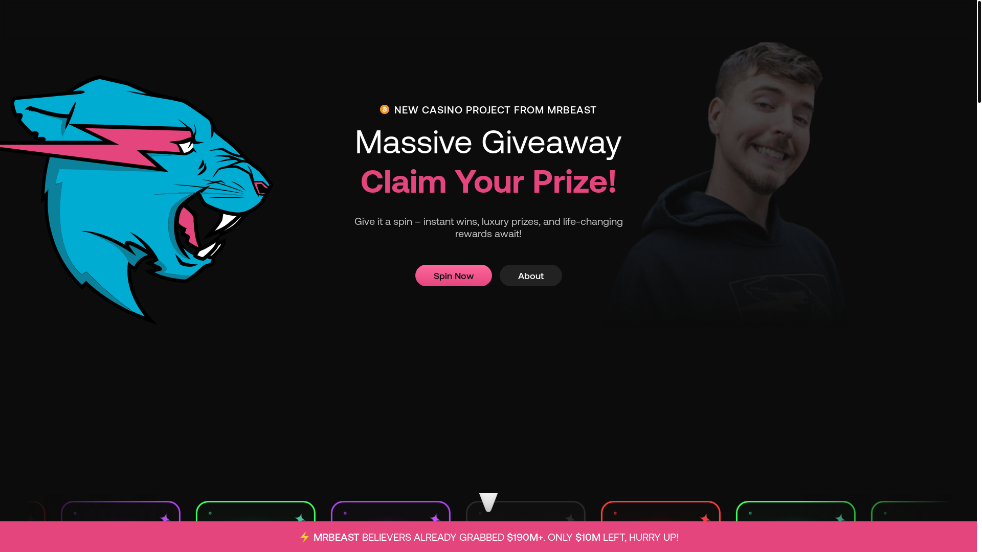 website screenshot of https://mrbeast-cas.com/