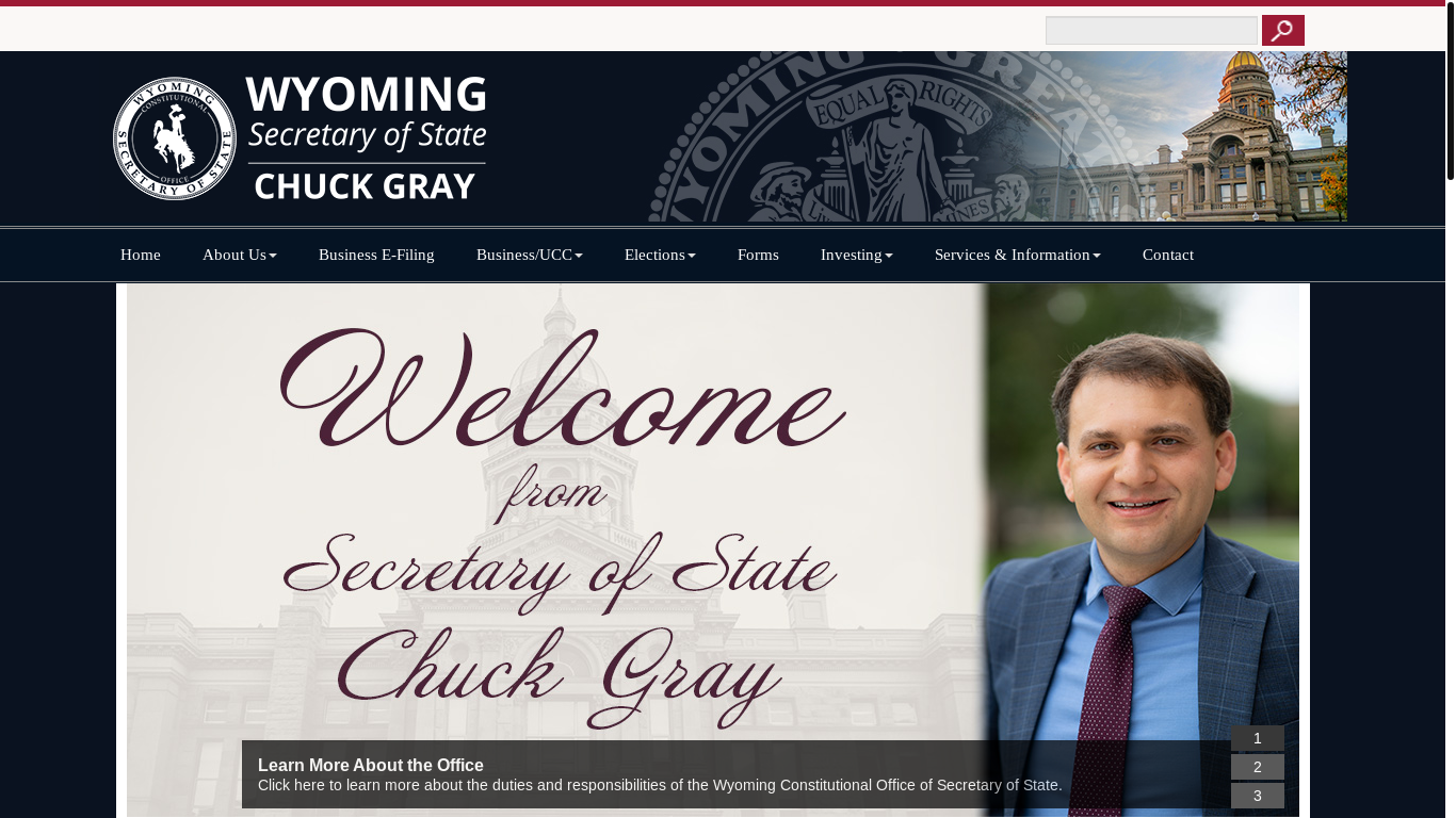 website screenshot of https://sos.wyo.gov/