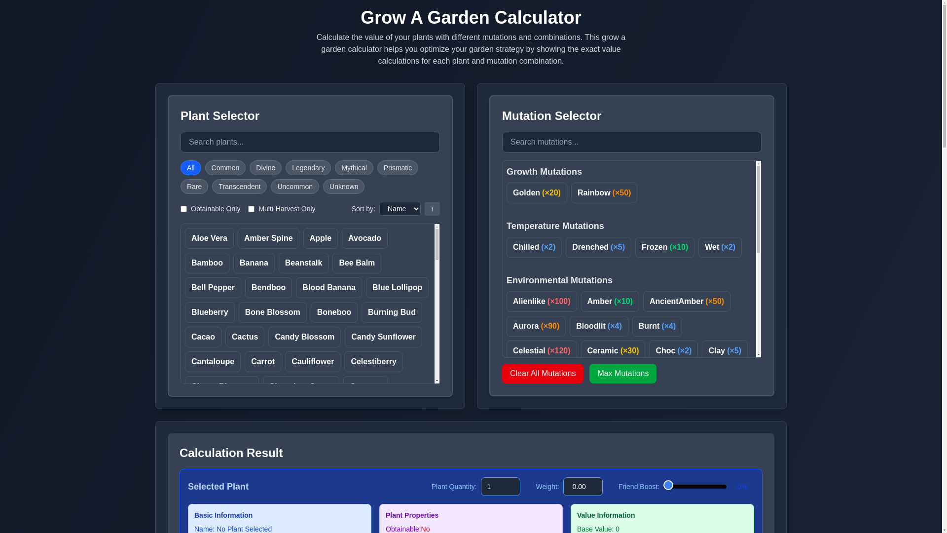 website screenshot of https://growagarden-calculator.online/