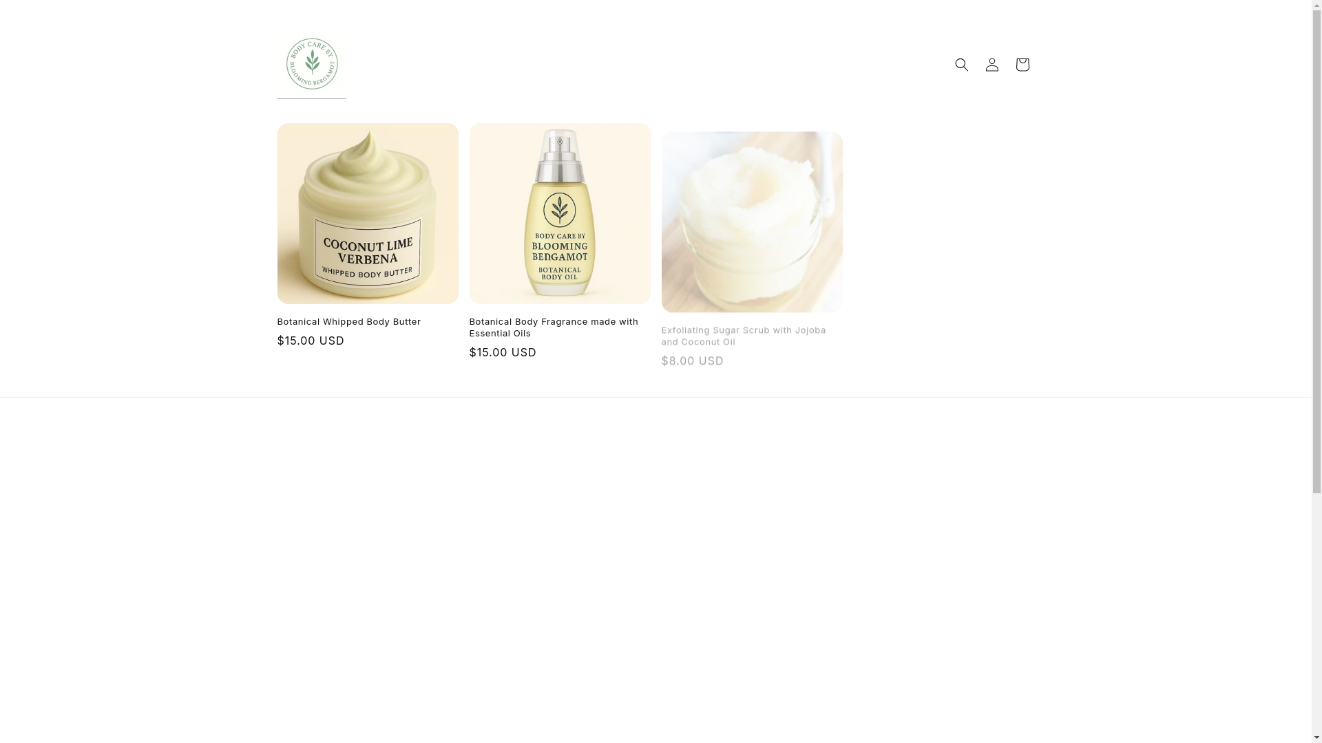 website screenshot of https://bodycarebybloomingbergamot.com/