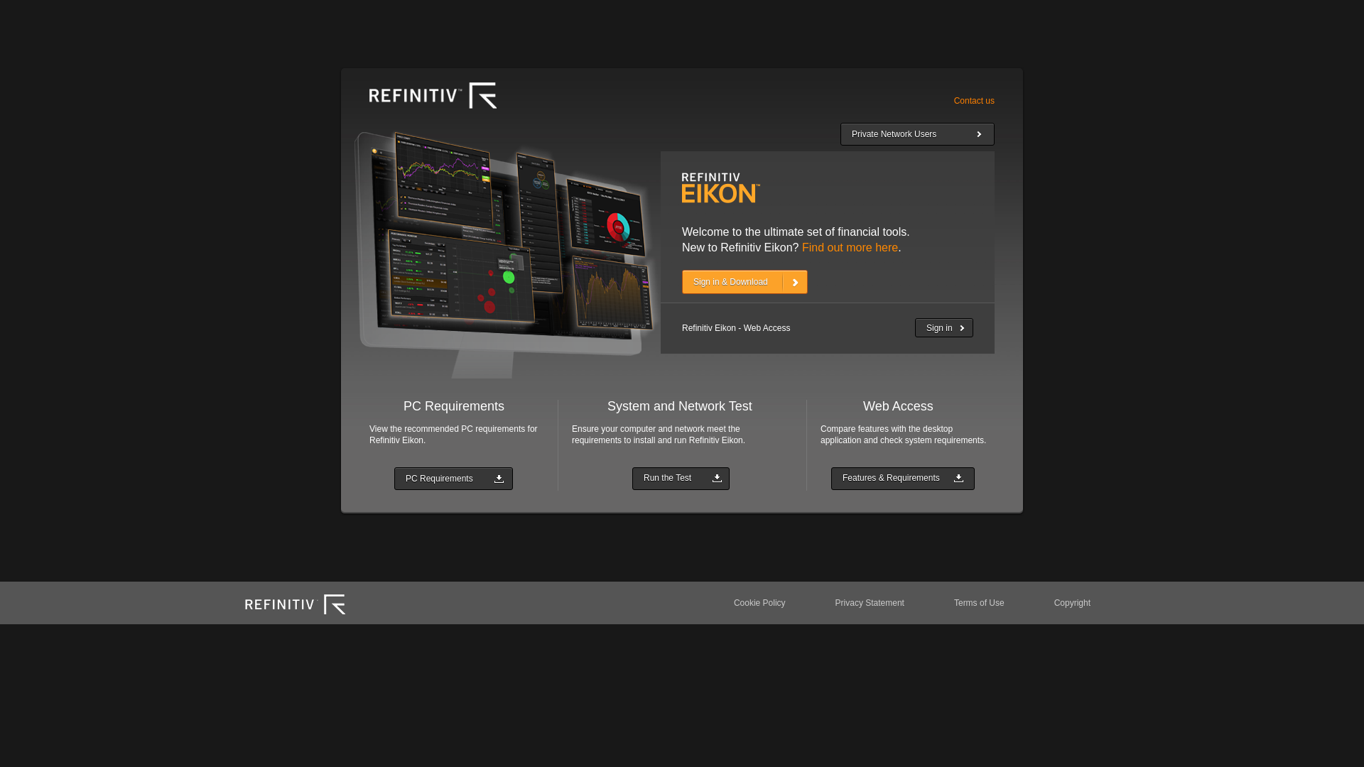 website screenshot of https://eikon.refinitiv.com/