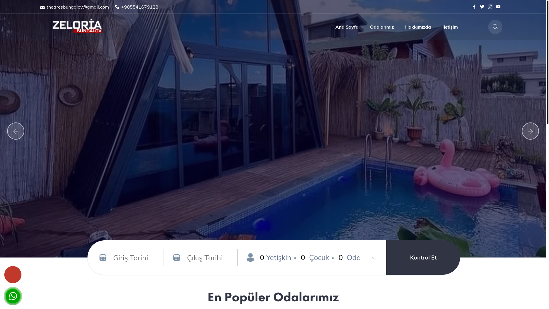 website screenshot of https://thearesbungalov.com/