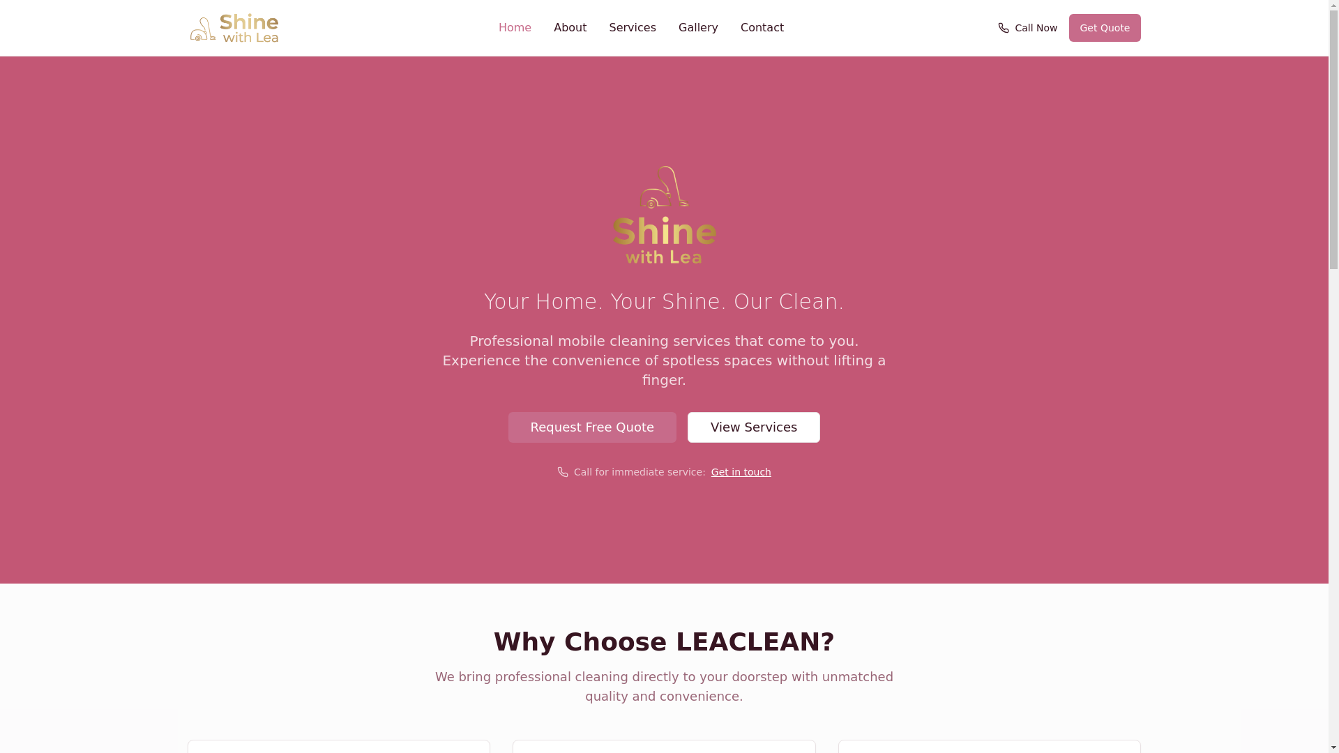 website screenshot of https://shinewithlea.com/