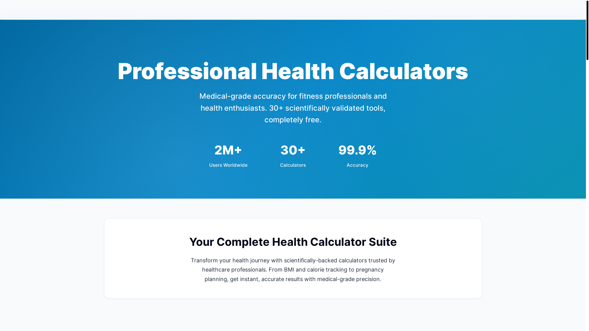 website screenshot of https://health-calculator-6dm.pages.dev/