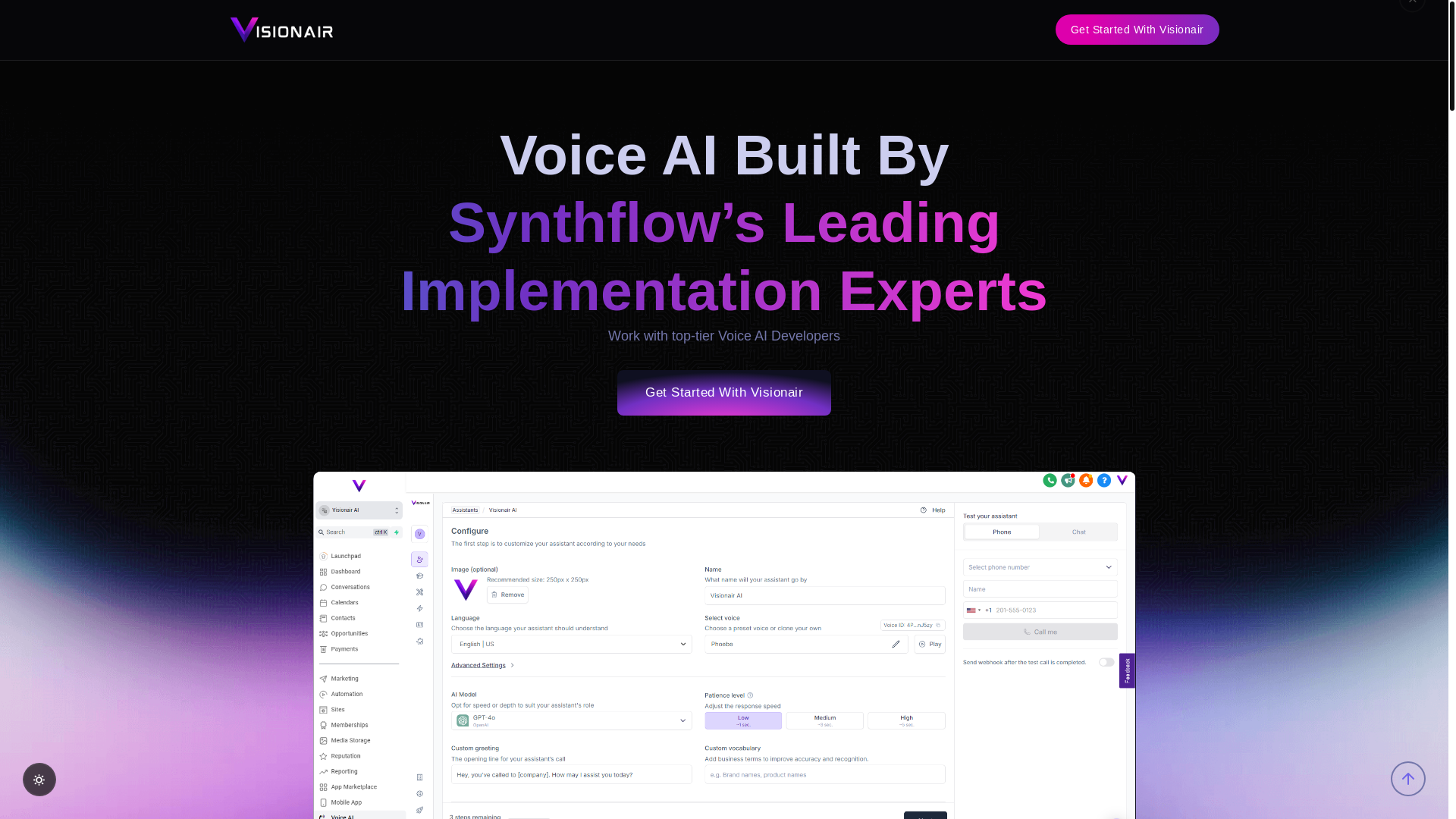 website screenshot of https://visionairplatform.top/
