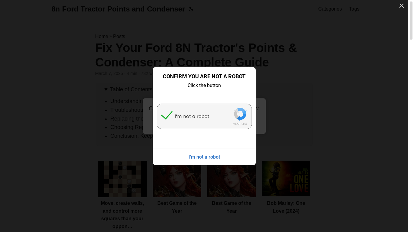 website screenshot of https://8n-ford-tractor-points-and-condenser.pages.dev/
