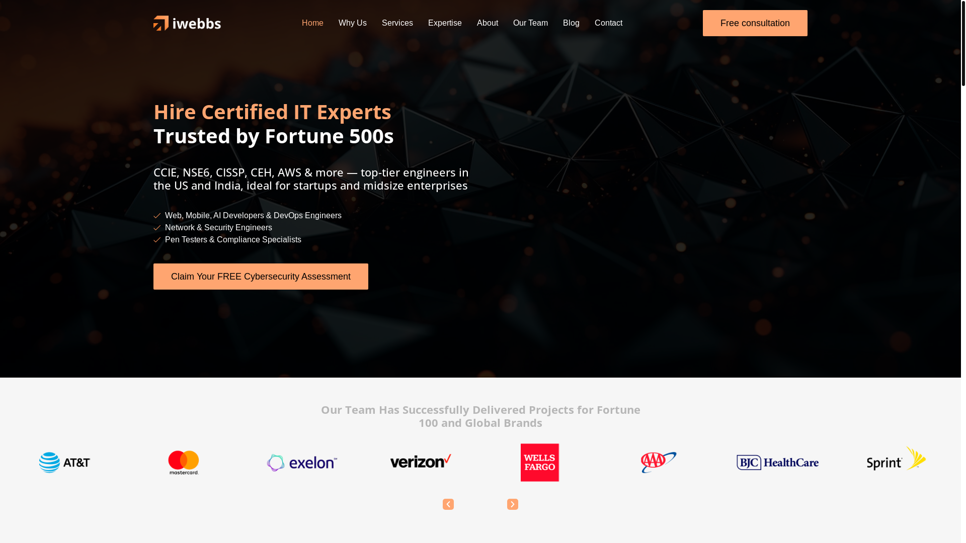 website screenshot of https://iwebbstech.com/