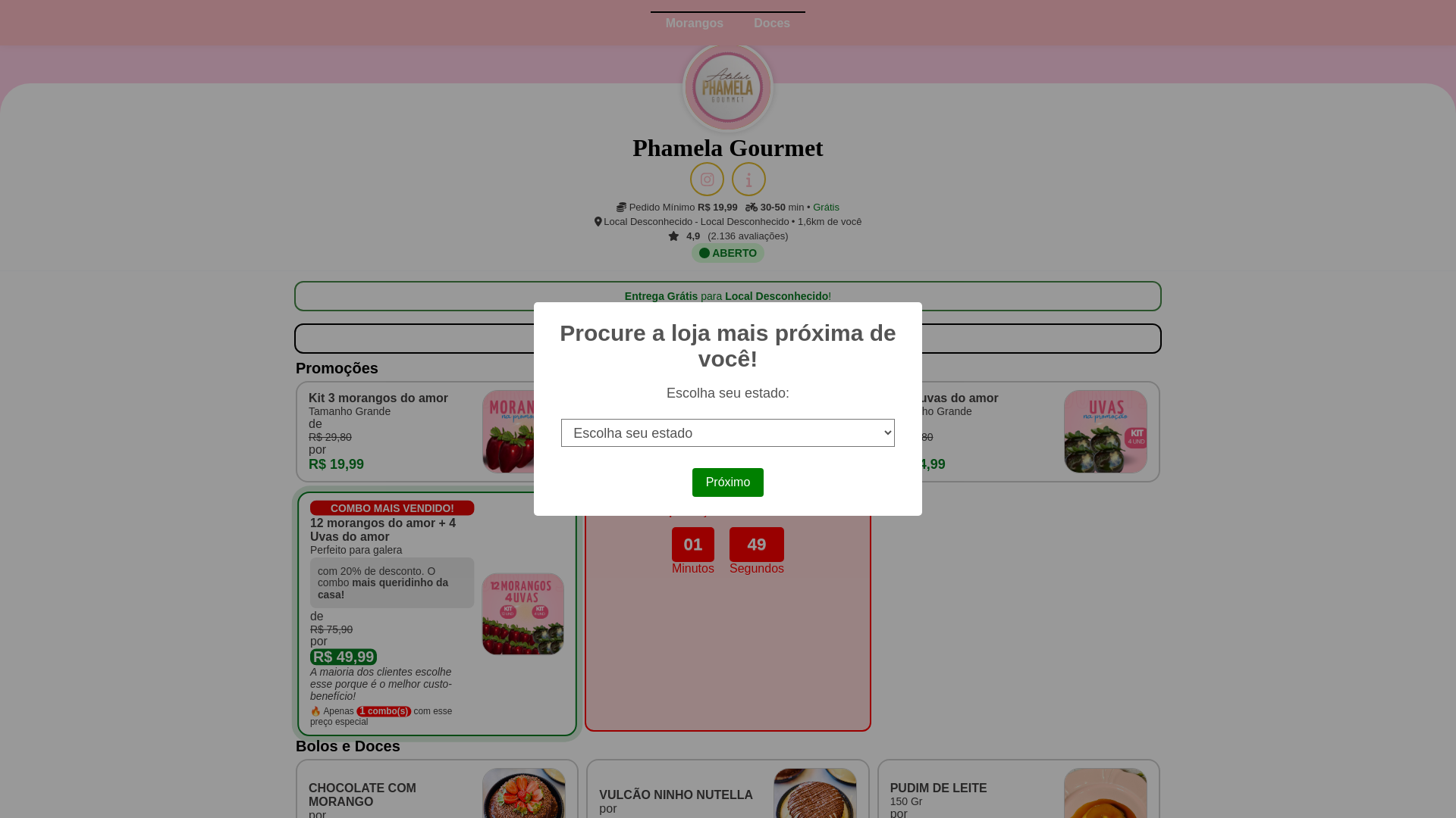 website screenshot of https://appphamelagourmet.shop/