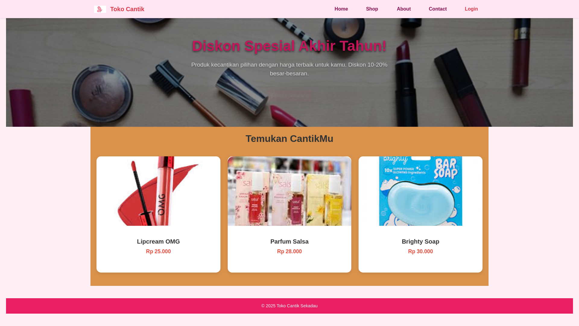website screenshot of https://tokocantikskd.my.id/