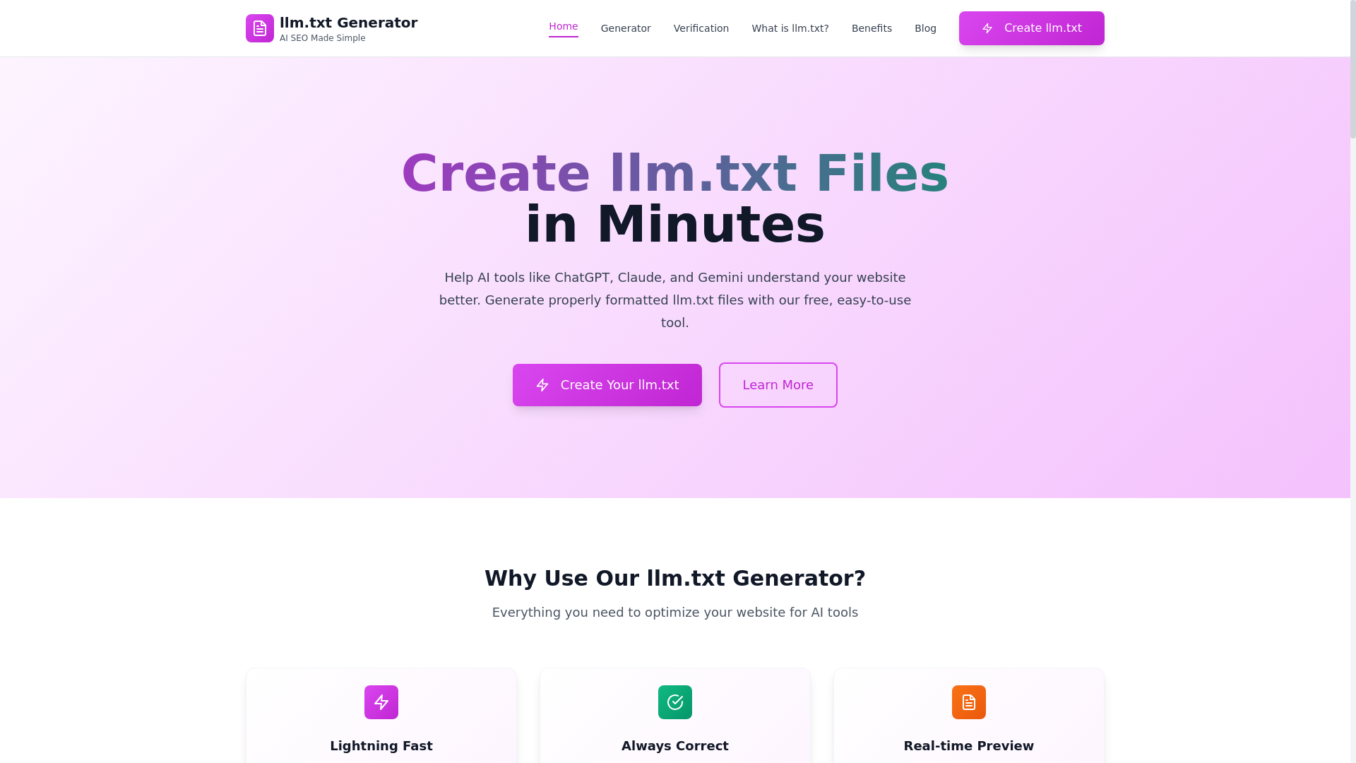 website screenshot of https://llmtext.net/