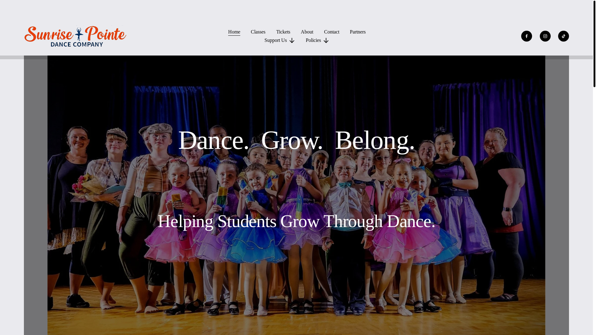 website screenshot of https://sunrisepointedance.org/