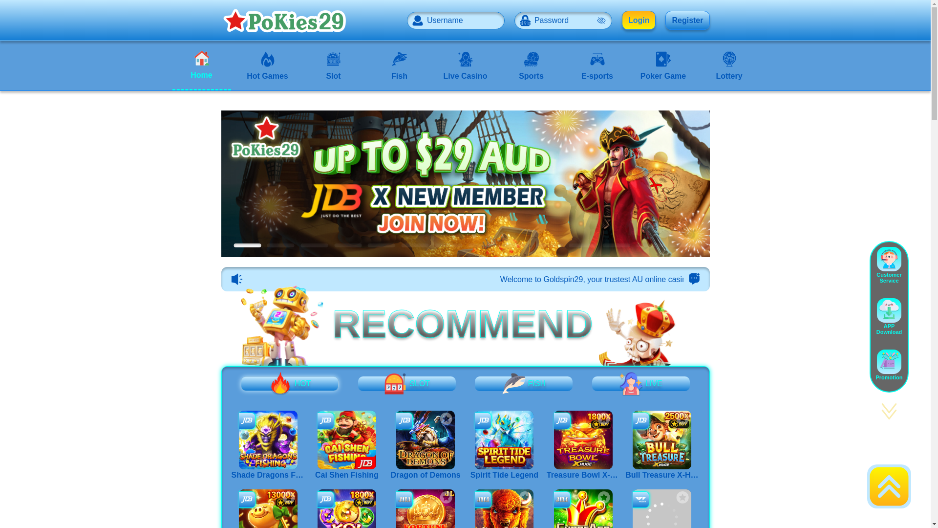 website screenshot of https://pokies-29.com/