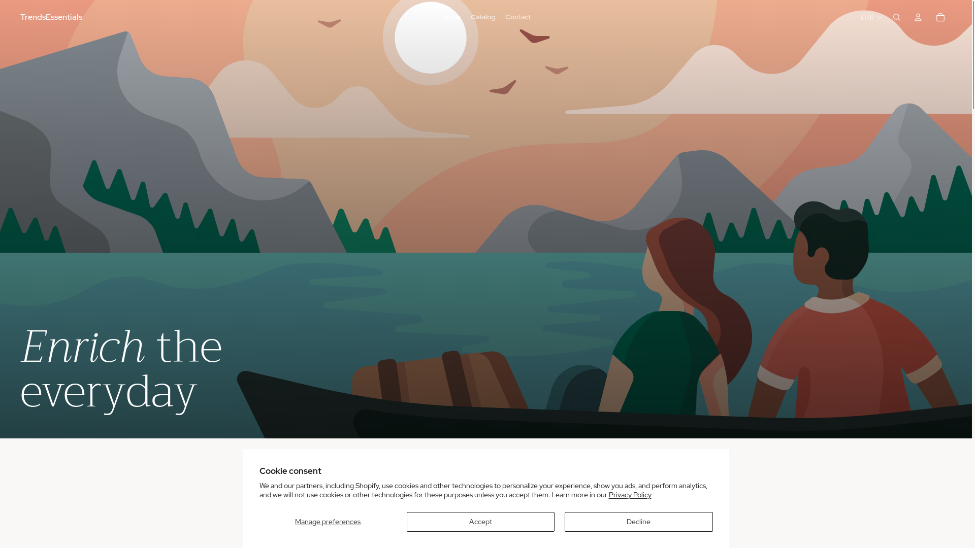 website screenshot of https://trendsessentialss.com/