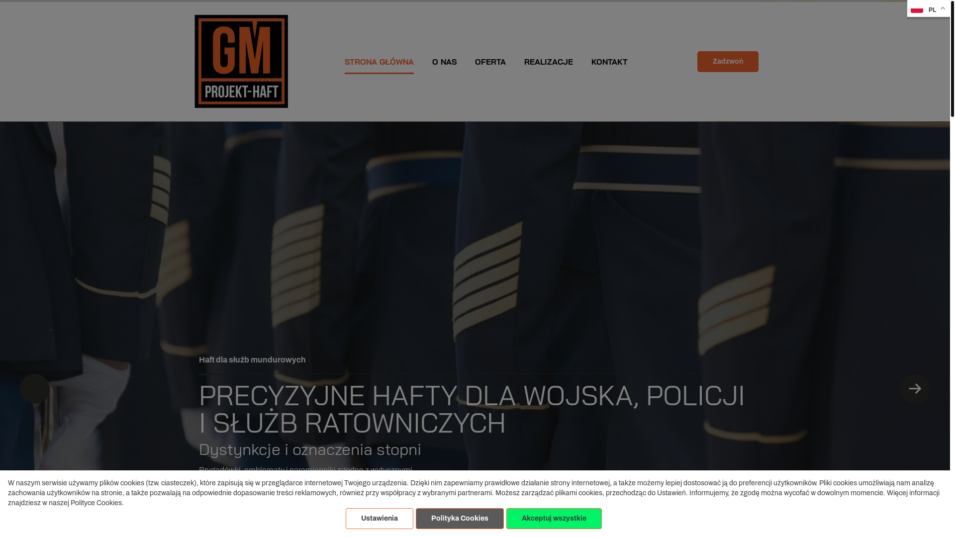 website screenshot of https://gmprojekt.com.pl/