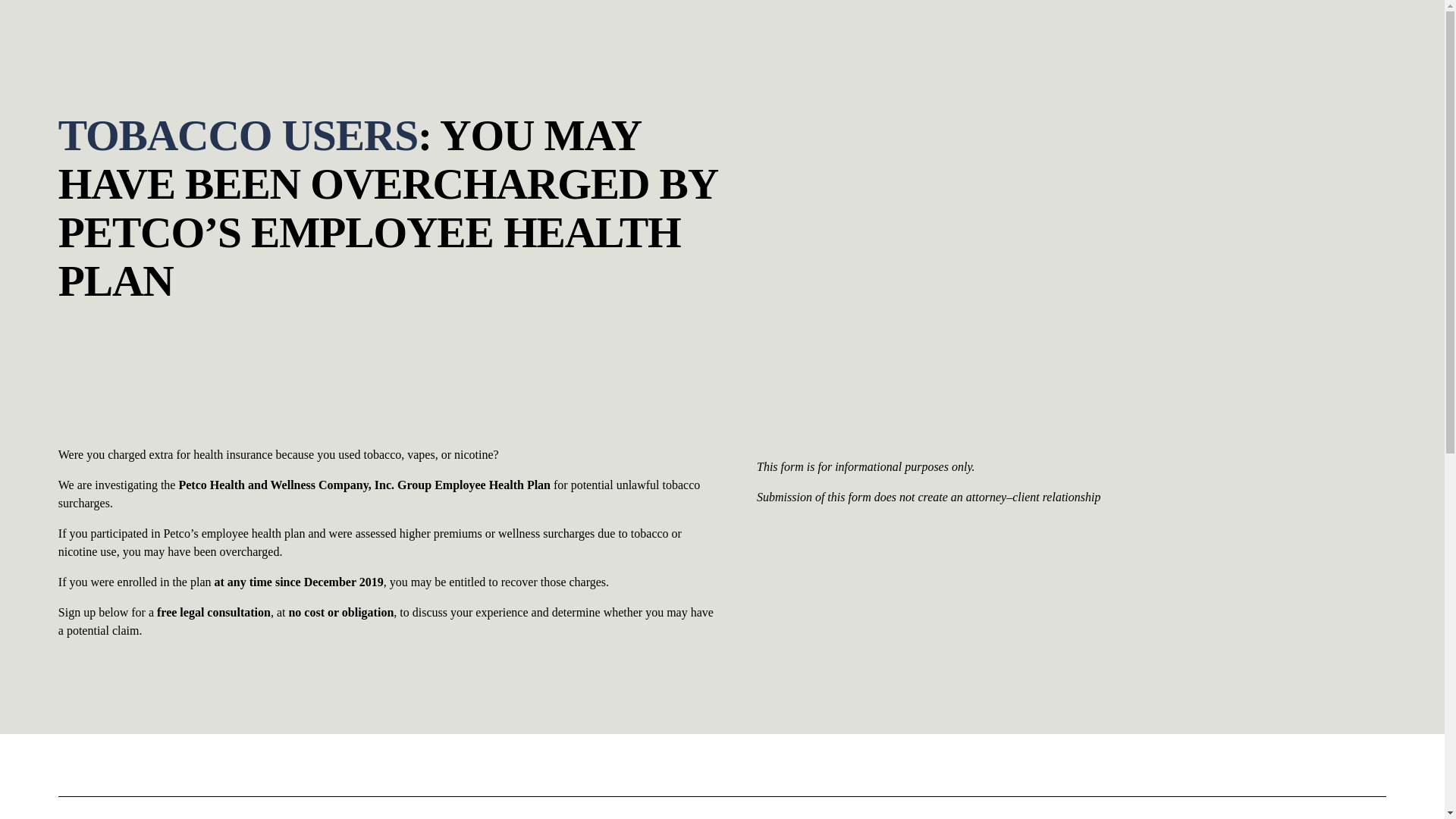 website screenshot of https://petcohealthplaninvestigation.com/