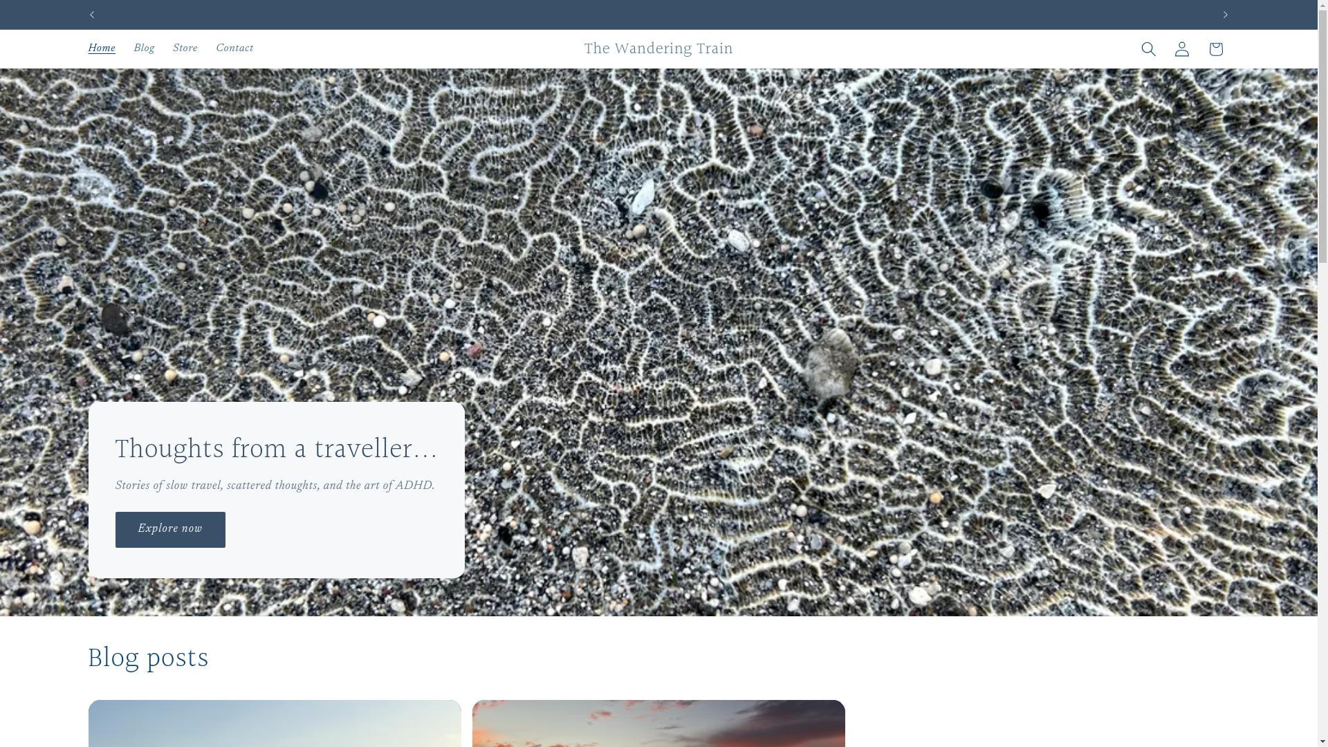 website screenshot of https://thewanderingtrain.com/