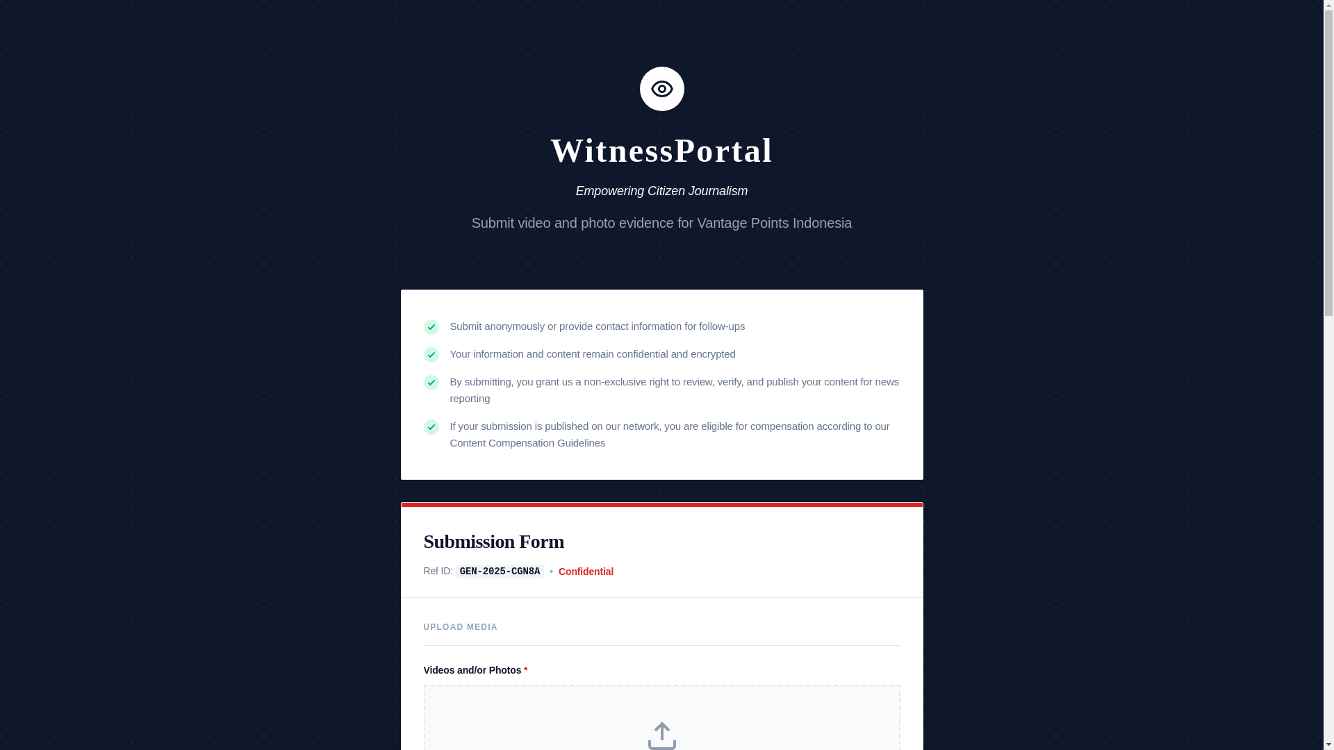 website screenshot of https://witnessportal.org/