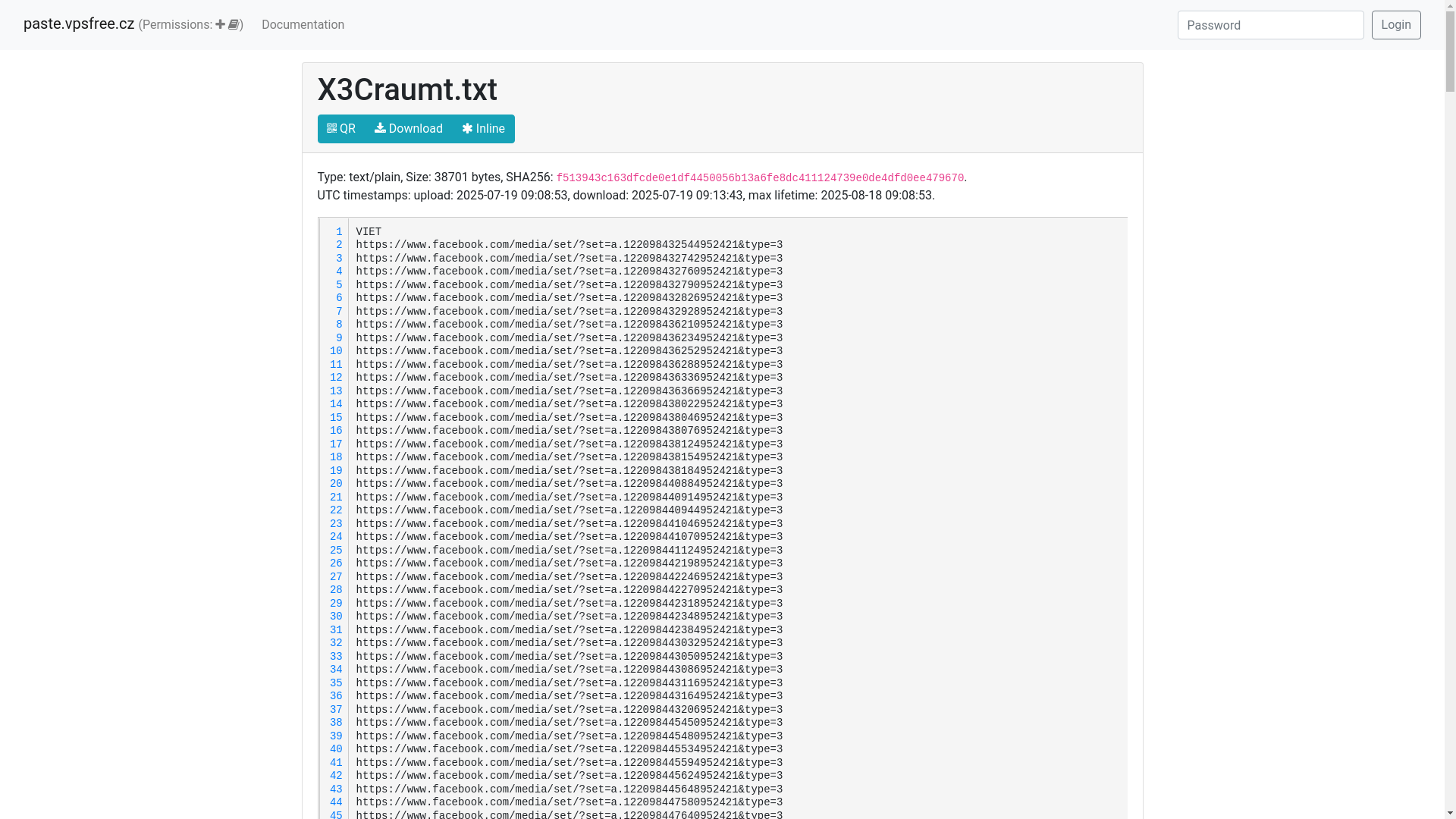 website screenshot of https://paste.vpsfree.cz/X3Craumt