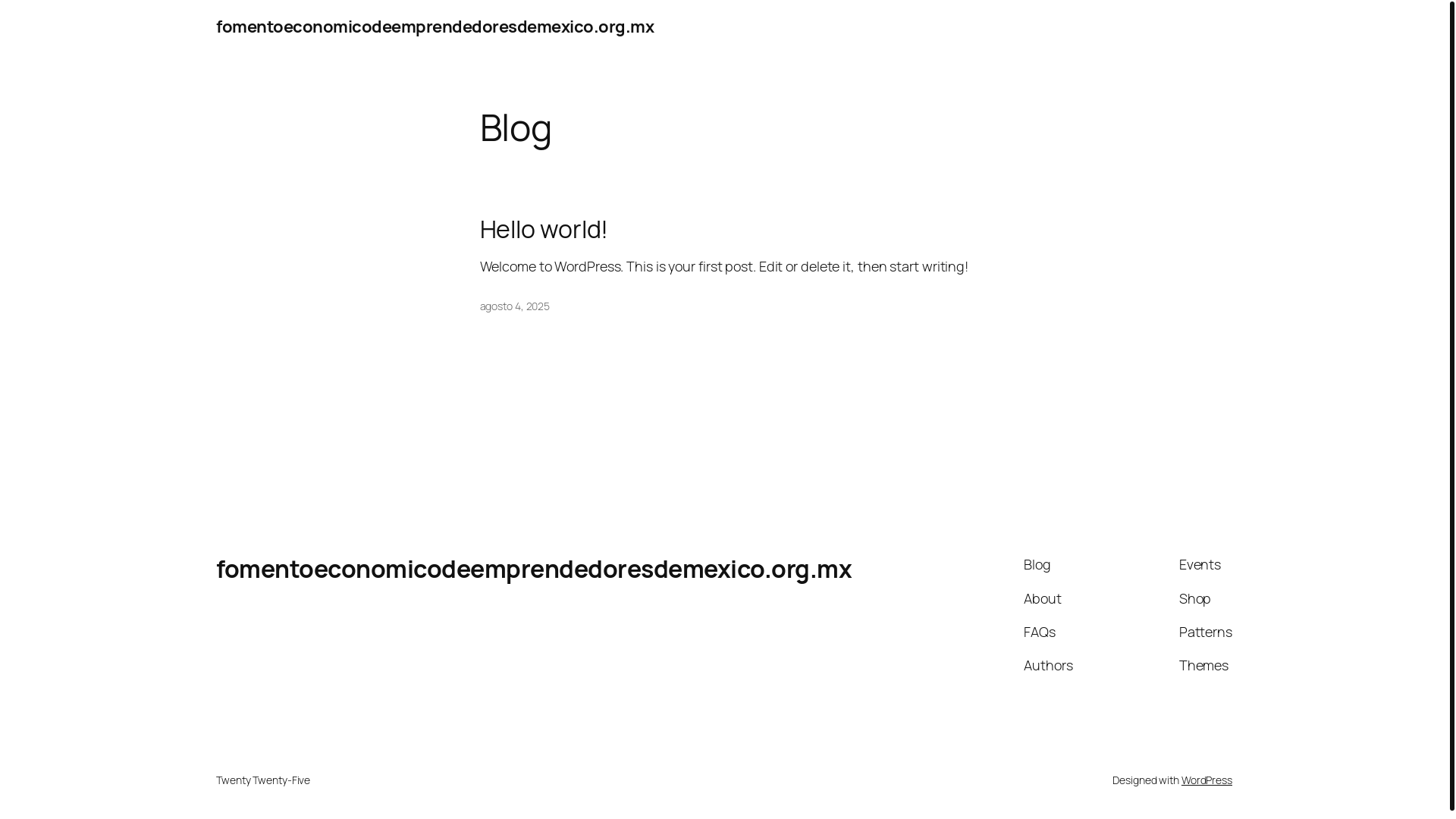 website screenshot of https://fomentoeconomicodeemprendedoresdemexico.org.mx/