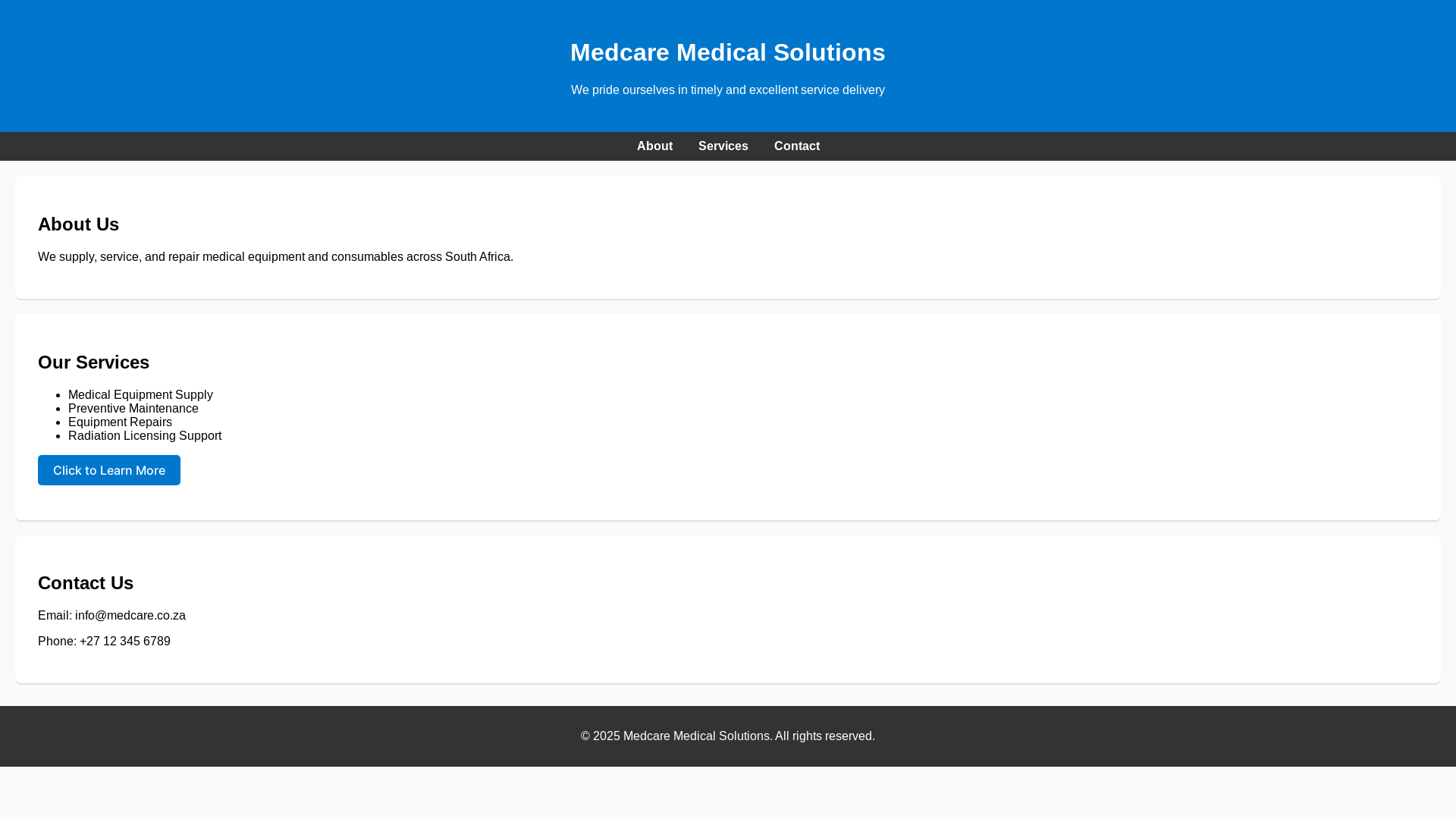 website screenshot of https://medcarem.com/